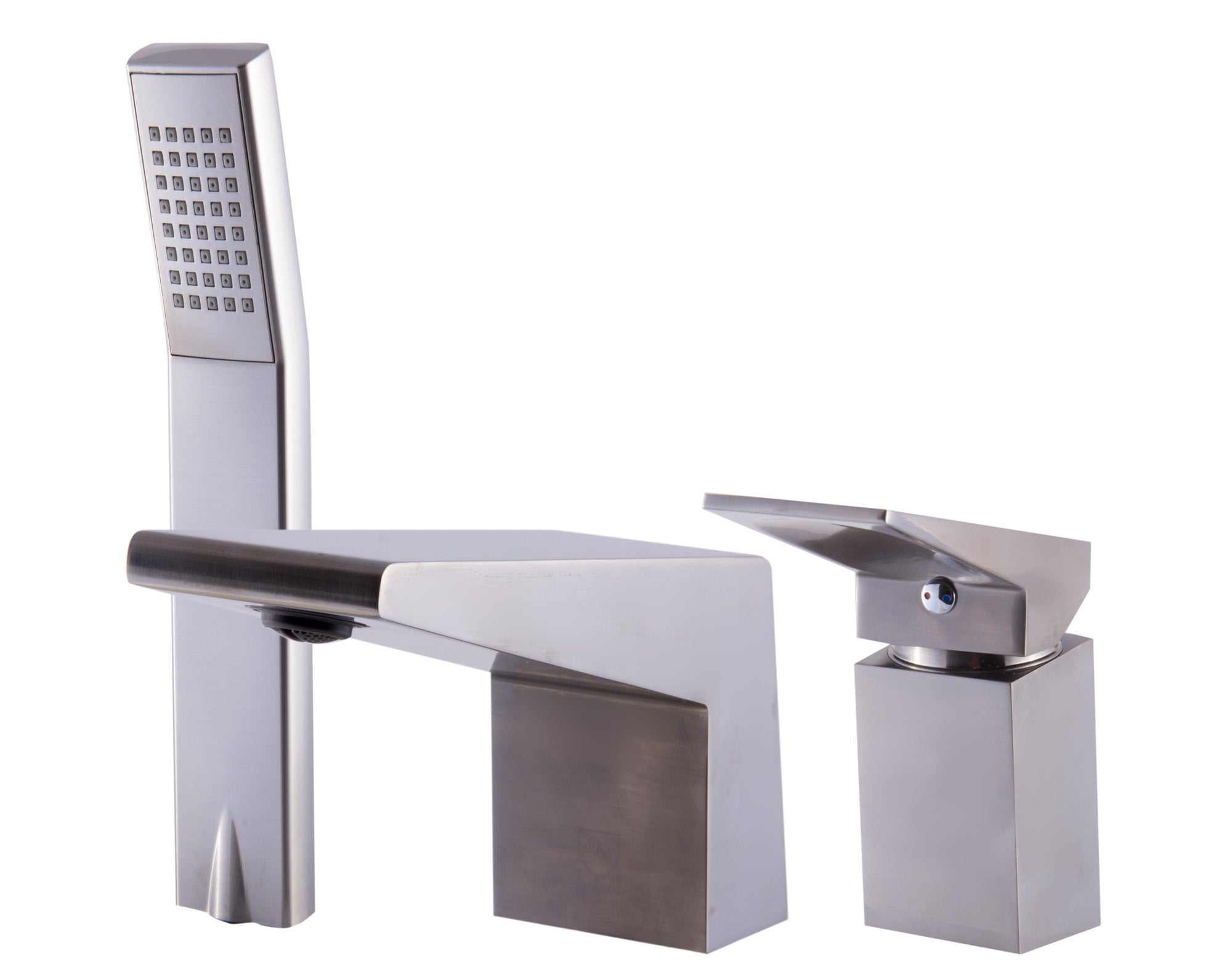 Alternate Image for ALFI brand Brass, AB2464-BN Brushed Nickel Deck Mounted 3 Hole Tub Filler & Shower Head