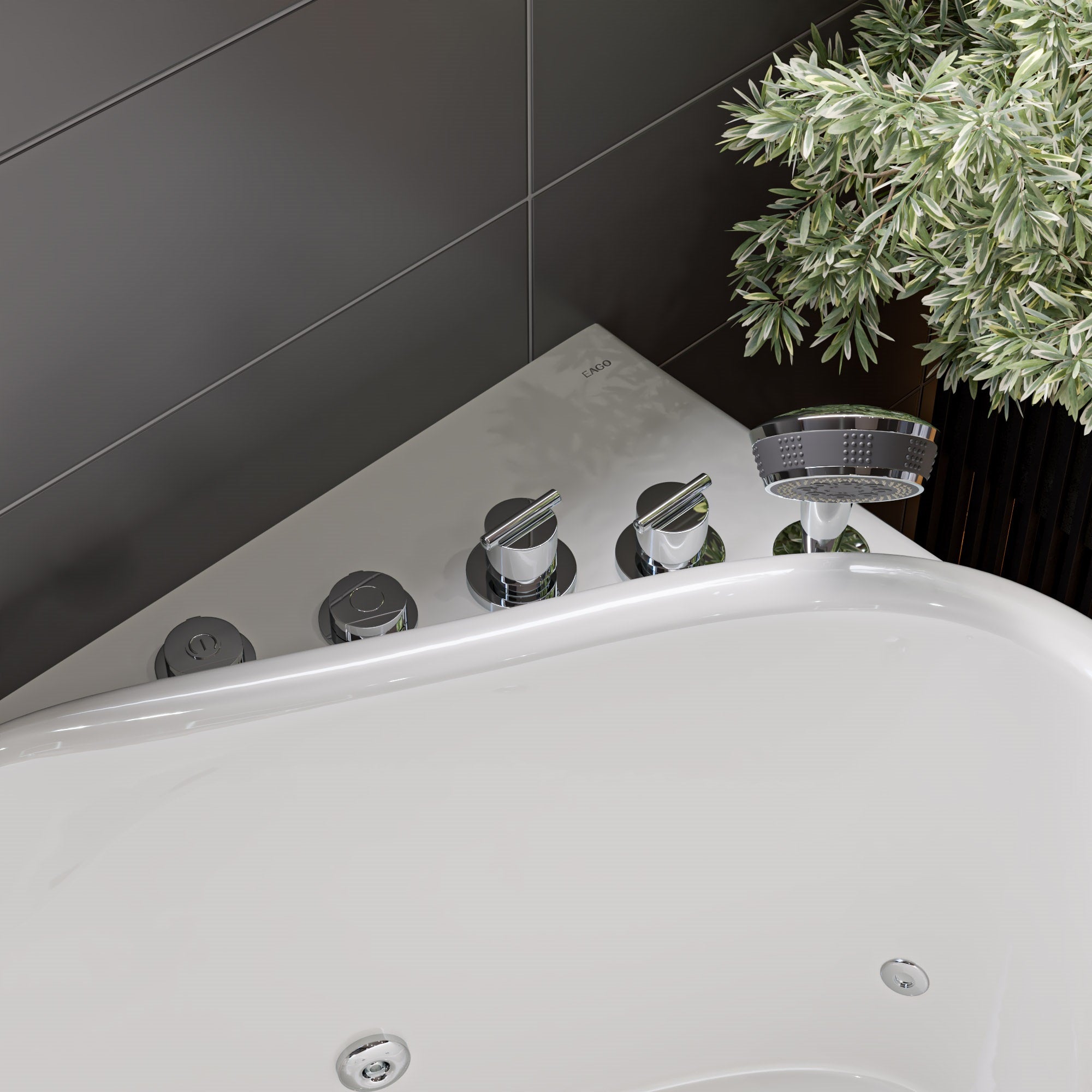 Alternative View of Eago 57" Acrylic Corner Oval Bathtub, White, AM175-R