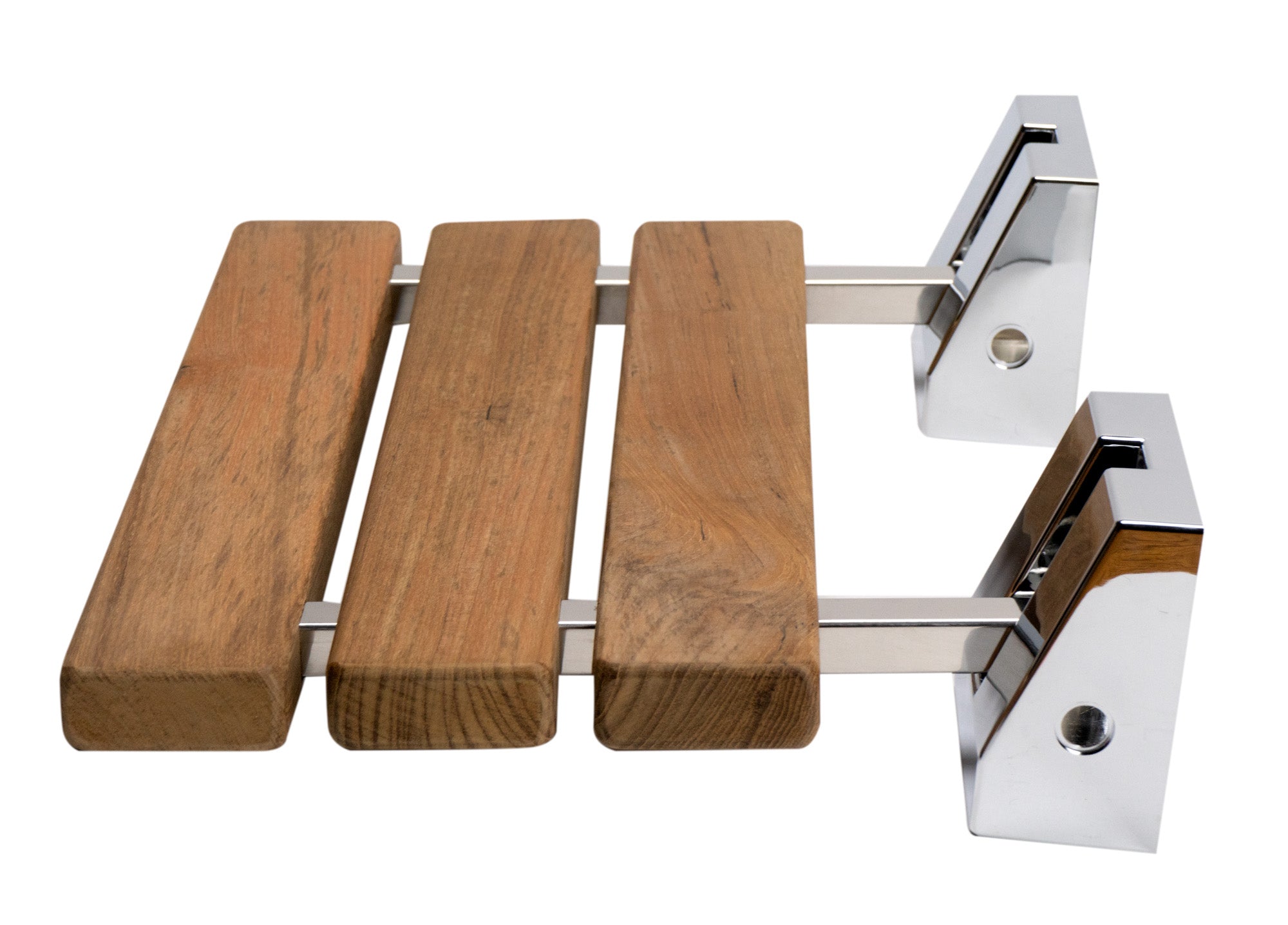 Alternate Image for ALFI brand ABS16S-PC Polished Chrome 16" Folding Teak Wood Shower Seat Bench, Natural Wood