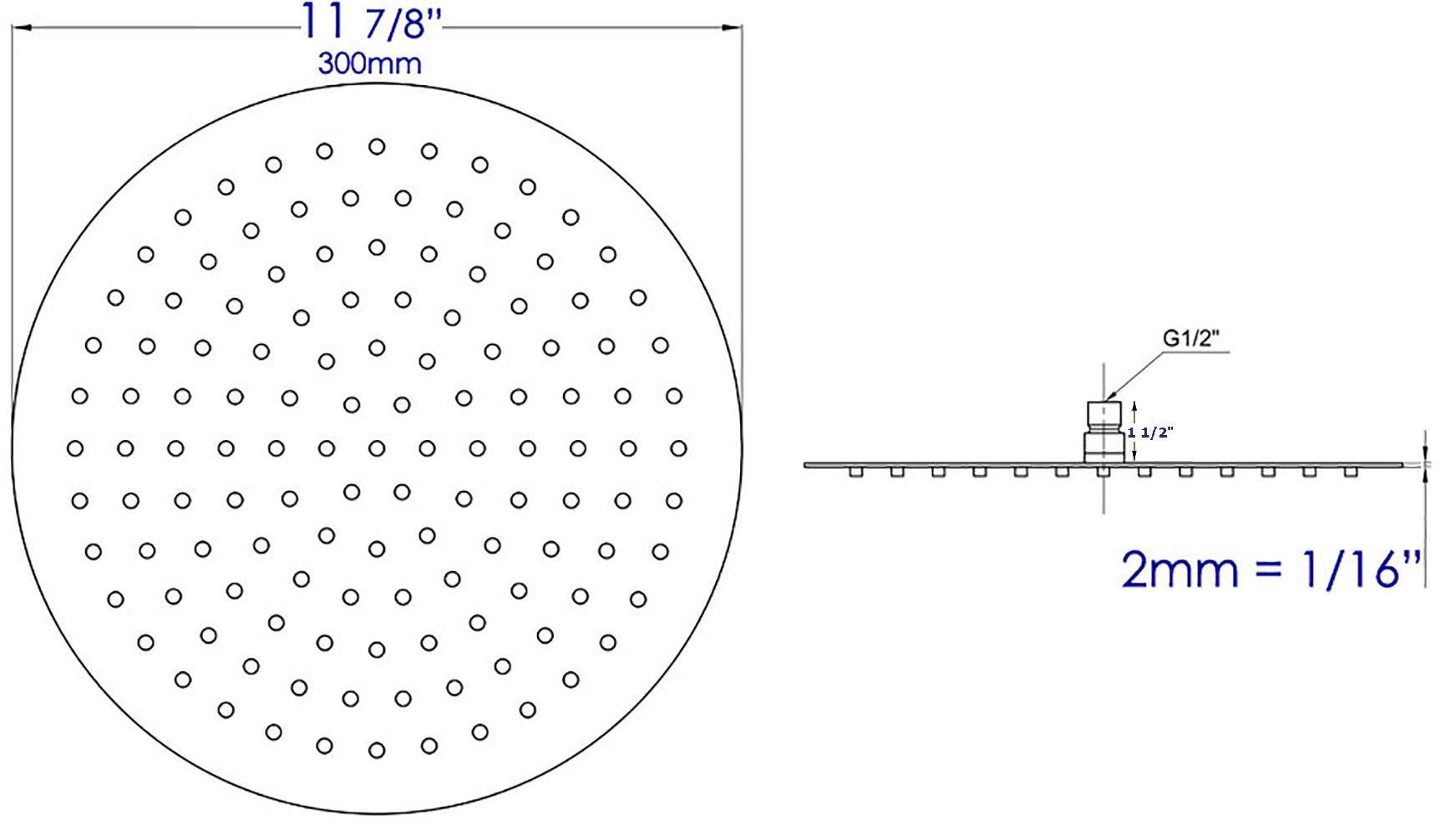 ALFI brand RAIN12R-BM Matte Black Stainless Steel 12" Round Ultra-Thin Rain Shower Head, Black Matte