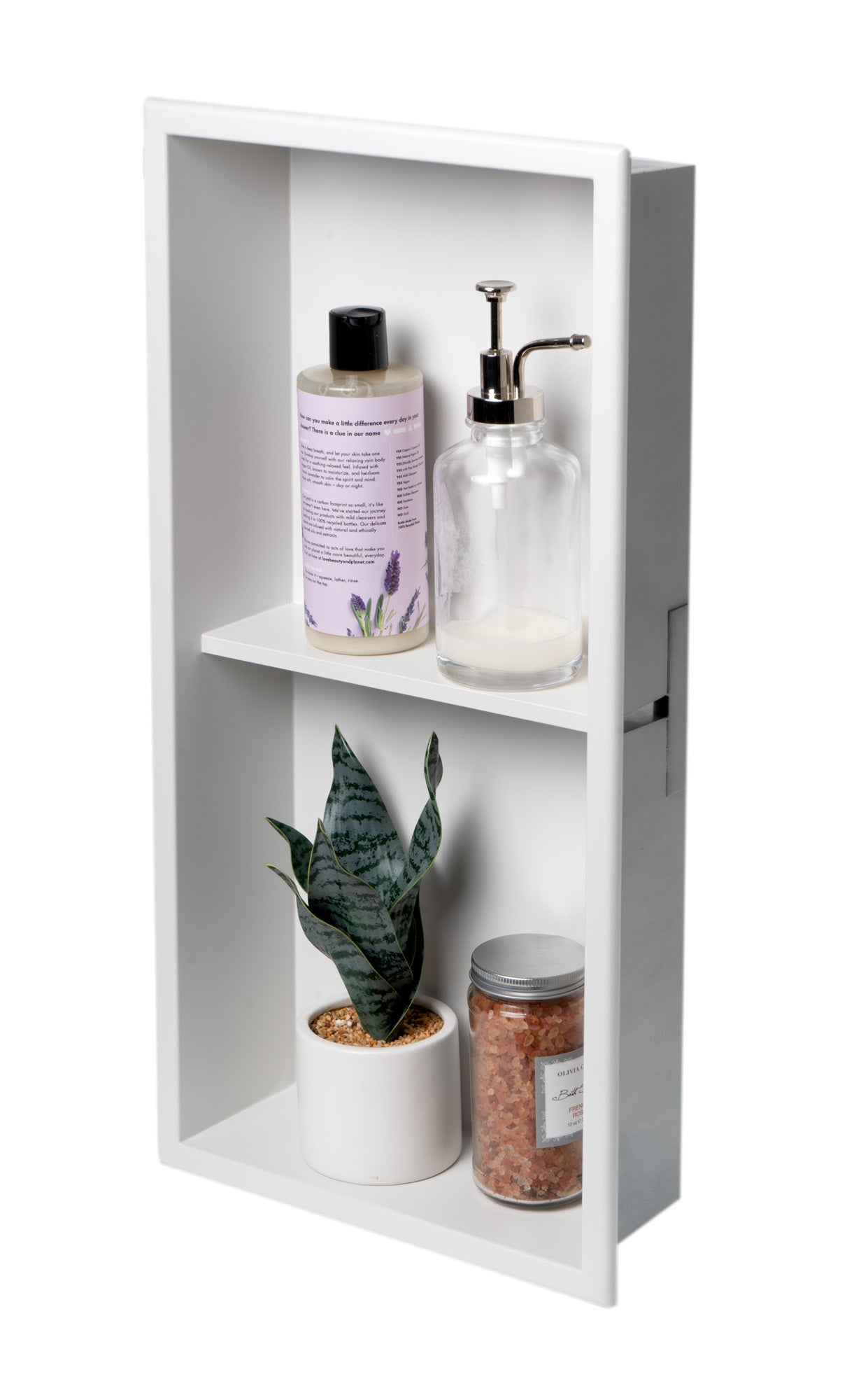 ALFI brand ABNC1224-W 12 x 24 White Matte Stainless Steel Vertical Double Shelf Bath Shower Niche, 20 Gauge