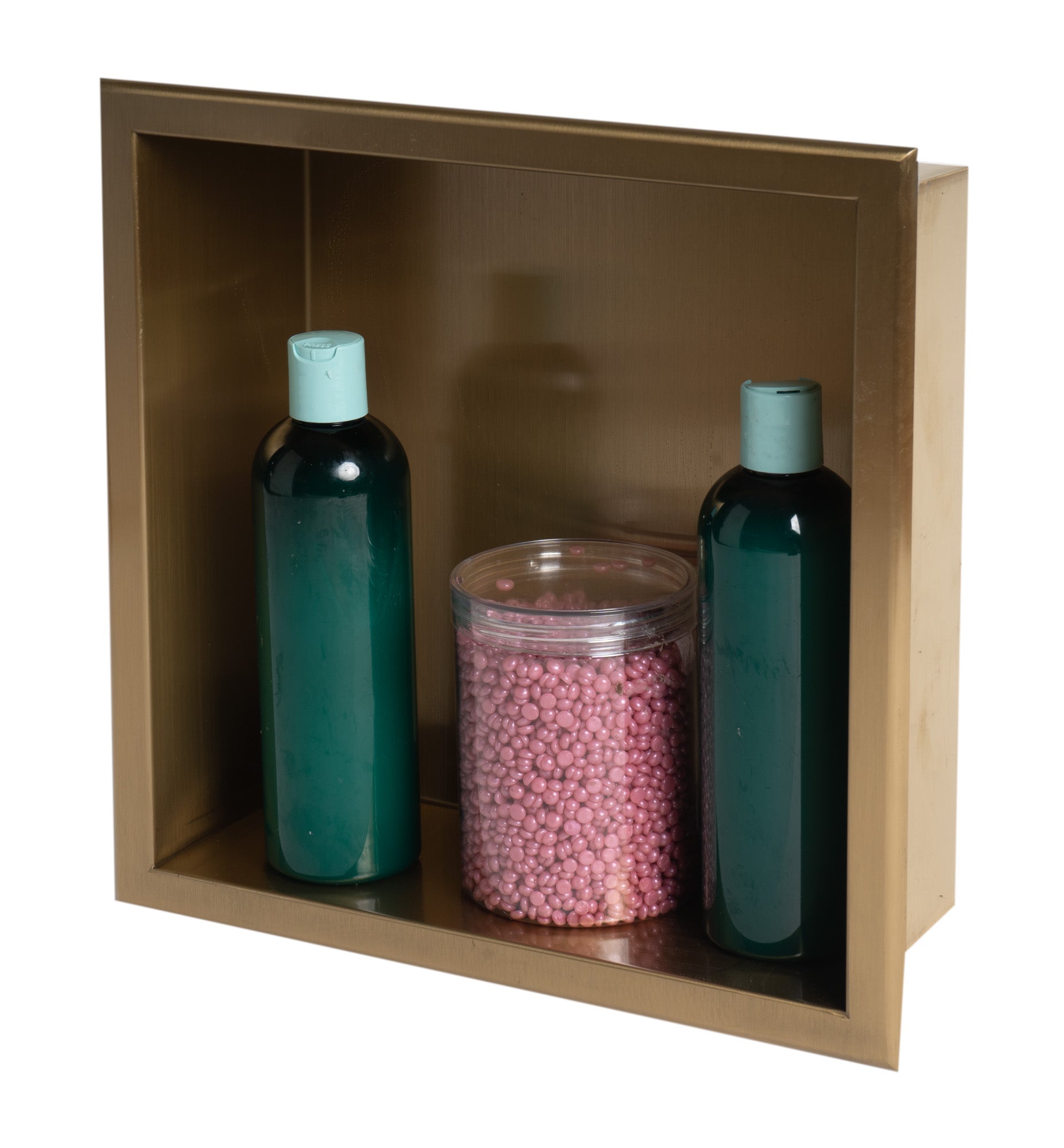 Alternate Image for ALFI brand ABNP1212-BG 12" x 12" Brushed Gold PVD Stainless Steel Square Single Shelf Shower Niche, 20 Gauge