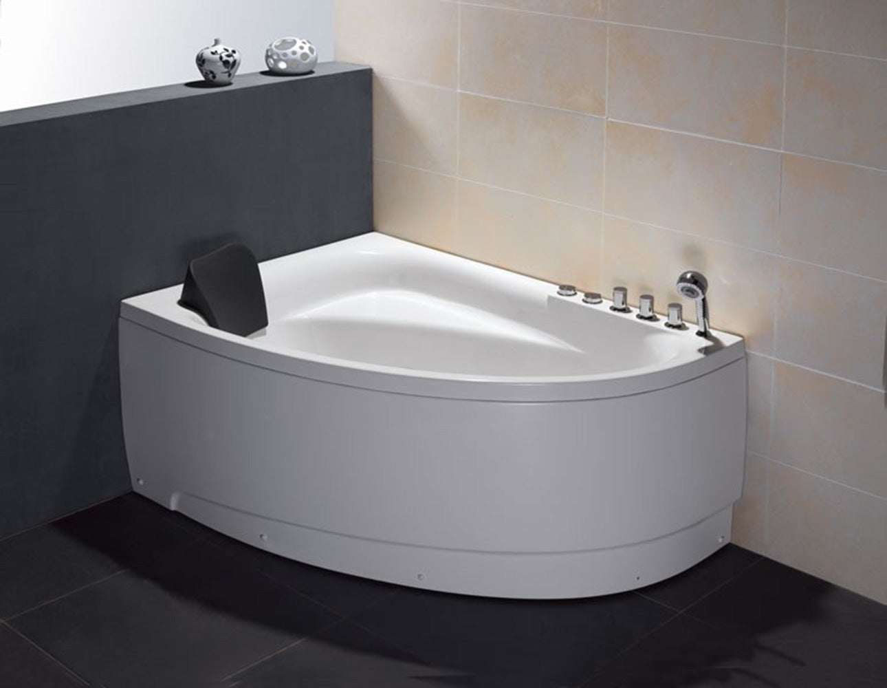 Eago 59" Acrylic Corner Neo-angle Round Bathtub, White, AM161-R