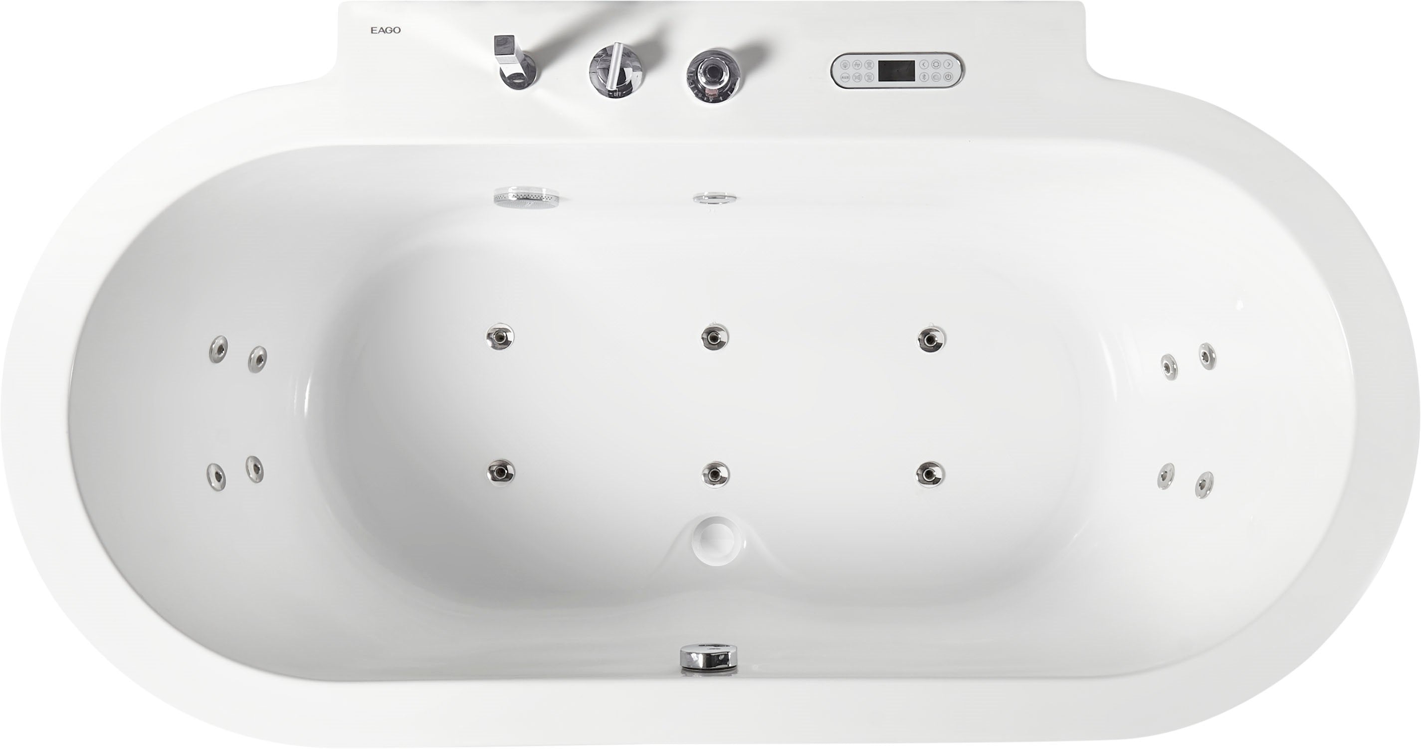 Alternate Image for Eago 71" Acrylic Free Standing Oval Bathtub with Fixtures, White, AM128ETL