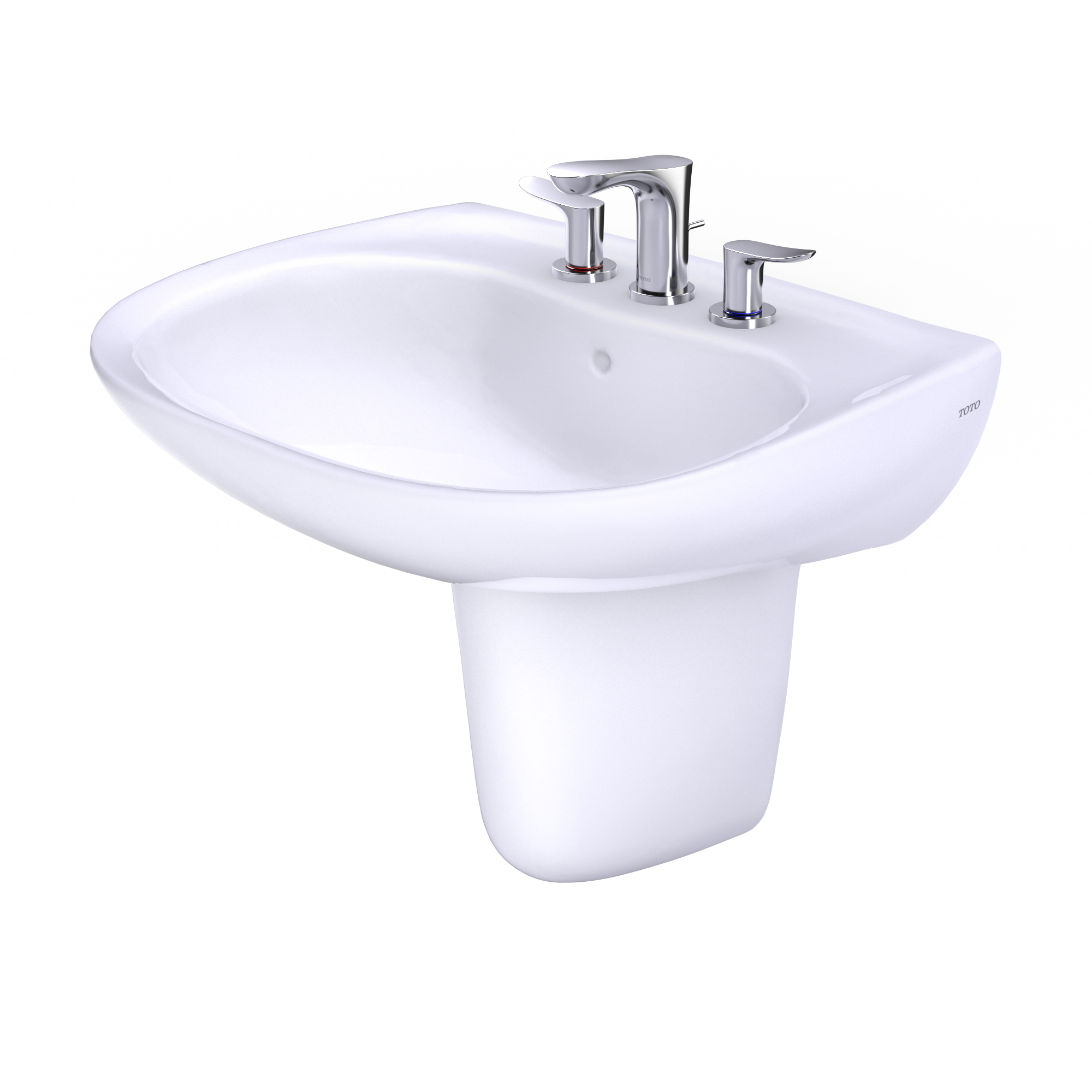 Alternate Image for TOTO Prominence Oval Wall-Mount Bathroom Sink with CEFIONTECT and Shroud for 8 Inch Center Faucets, Cotton White, Vitreous China, LHT242.8G#01