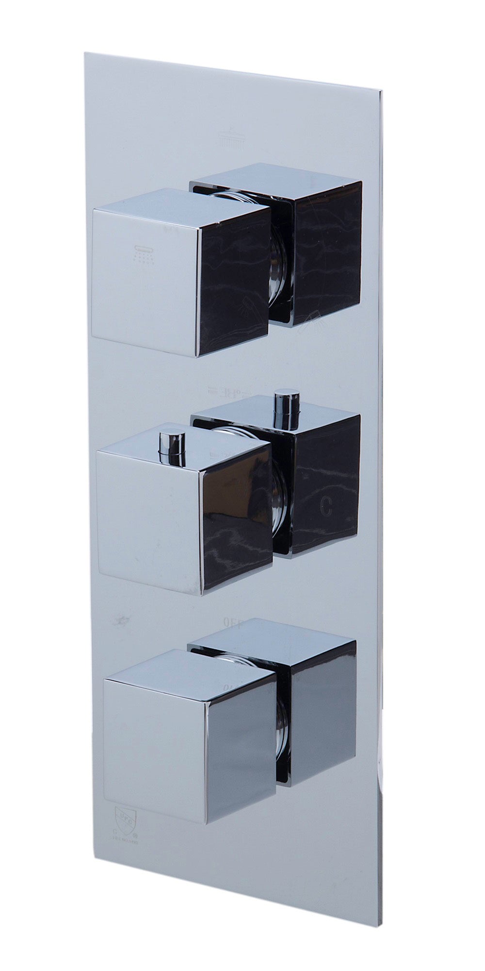 ALFI brand AB2801-PC Polished Chrome Concealed 3-Way Thermostatic Valve Shower Mixer Square Knobs, Brass