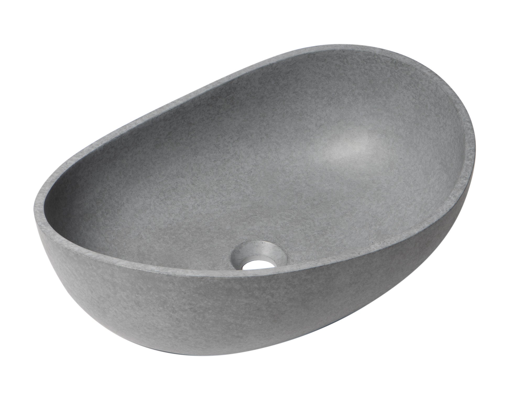 ALFI brand 22.5" x 14.6" Oval Above Mount Concrete Bathroom Sink, Gray Matte, No Faucet Hole, ABCO23O