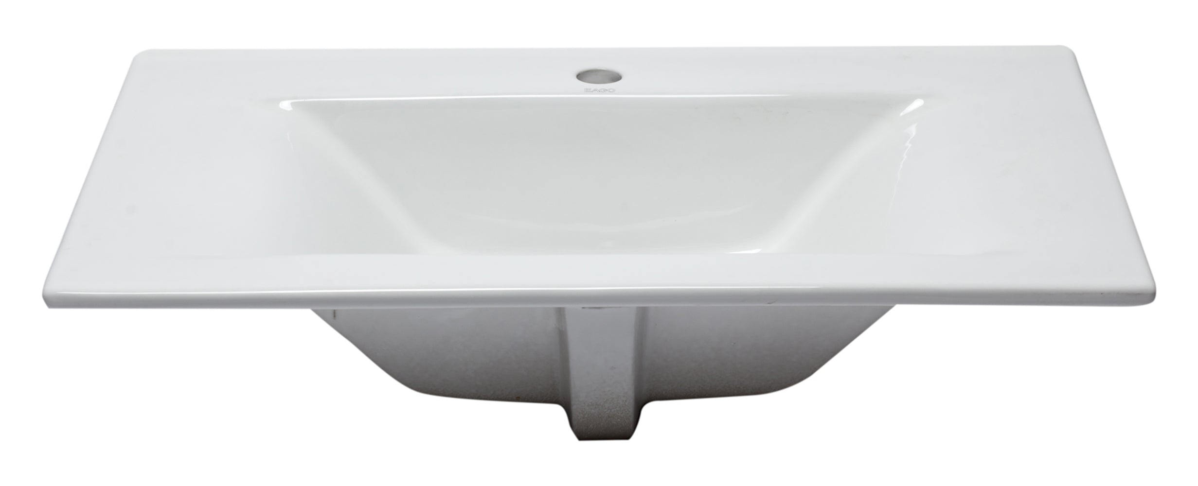 Alternate Image for Eago 31.5" x 18.88" Rectangle Drop In Porcelain Bathroom Sink, White, 1 Faucet Hole, BB127
