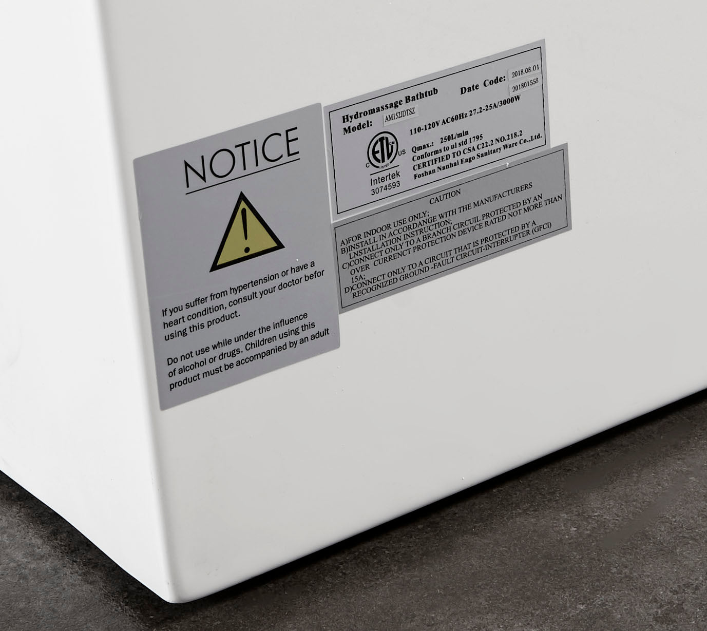 Alternate Image for Eago 71" Acrylic Free Standing Rectangle Bathtub, White, AM152ETL-6