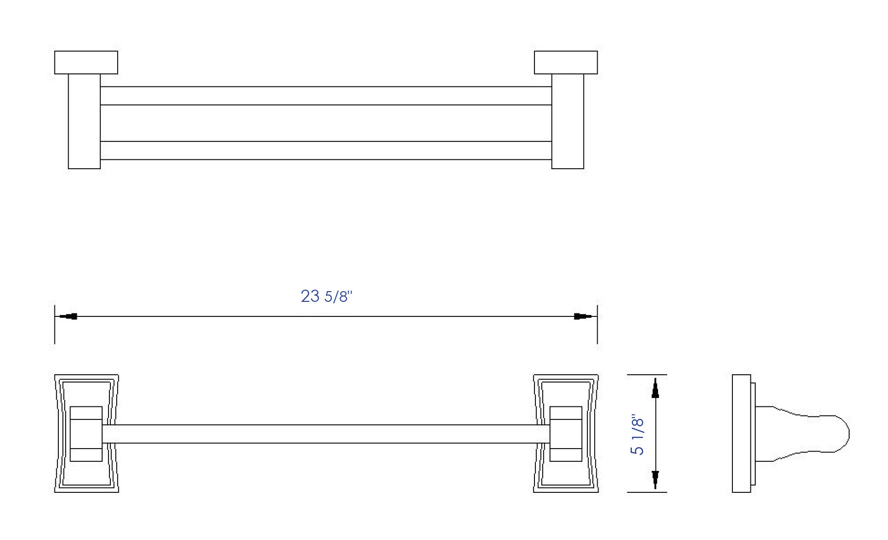 ALFI brand AB5505 24" Double Rack Wooden Towel Bar Bathroom Accessory, Rubber Wood, Natural Wood