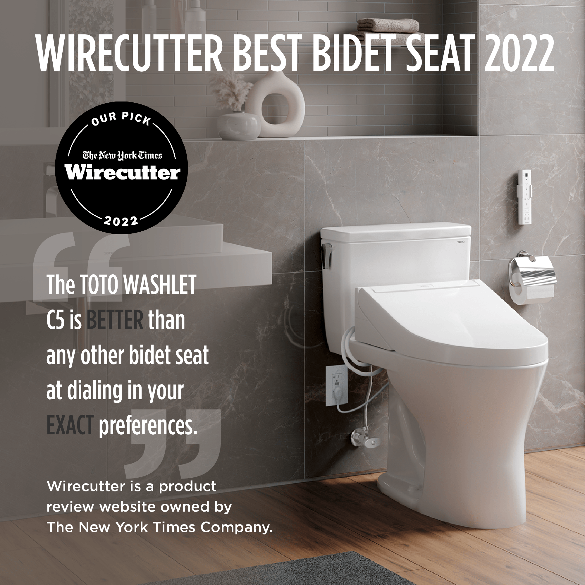 Alternate Image for TOTO WASHLET C5 Electronic Bidet Toilet Seat with PREMIST and EWATER+ Wand Cleaning, Elongated, Cotton White, Plastic, SW3084#01