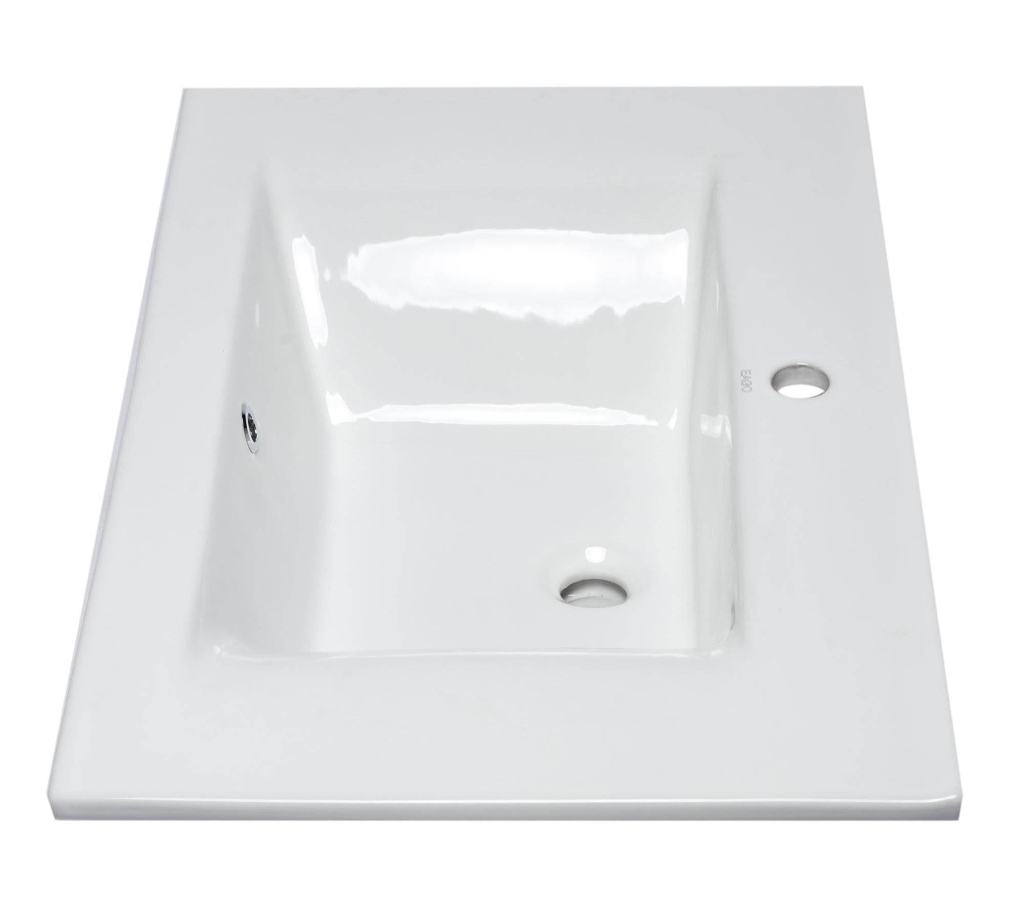 Alternate Image for Eago 31.5" x 18.88" Rectangle Drop In Porcelain Bathroom Sink, White, 1 Faucet Hole, BB127