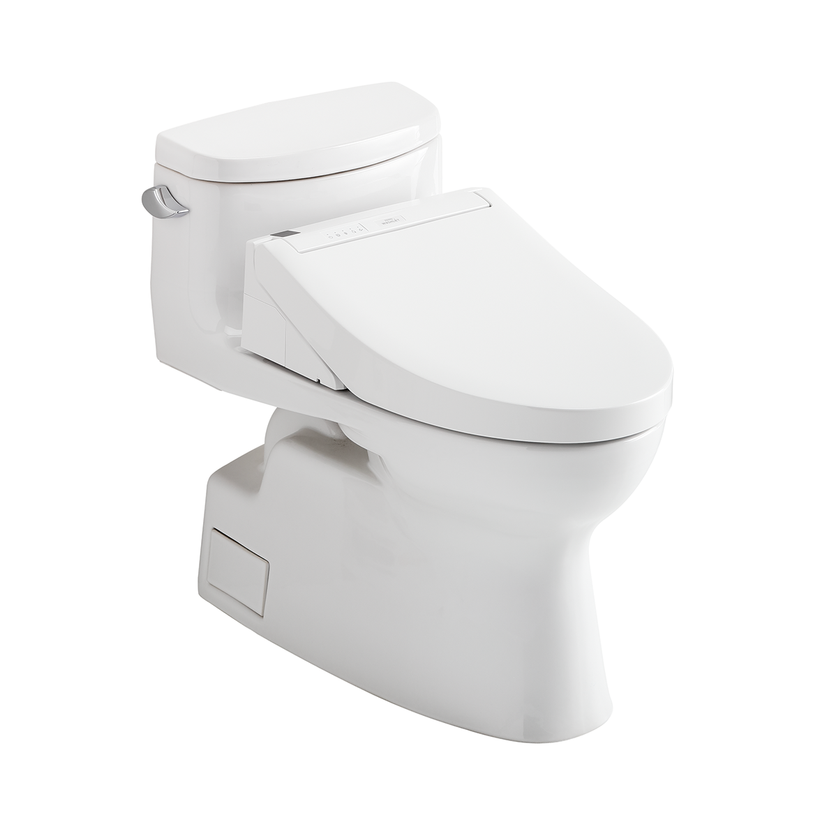 TOTO WASHLET+ Carolina II One-Piece Elongated 1.28 GPF Toilet and WASHLET+ C5 Bidet Seat, Cotton White, Vitreous China|Plastic, MW6443084CEFG#01