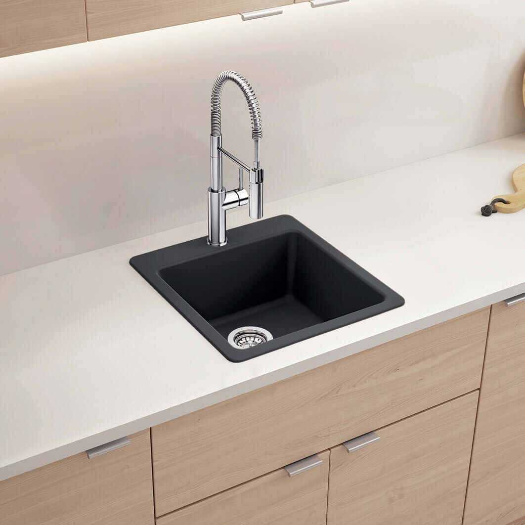 Alternate Image for Blanco Liven 21" Dual Mount Silgranit Kitchen Sink, Coal Black, 1 Faucet Hole, 443226
