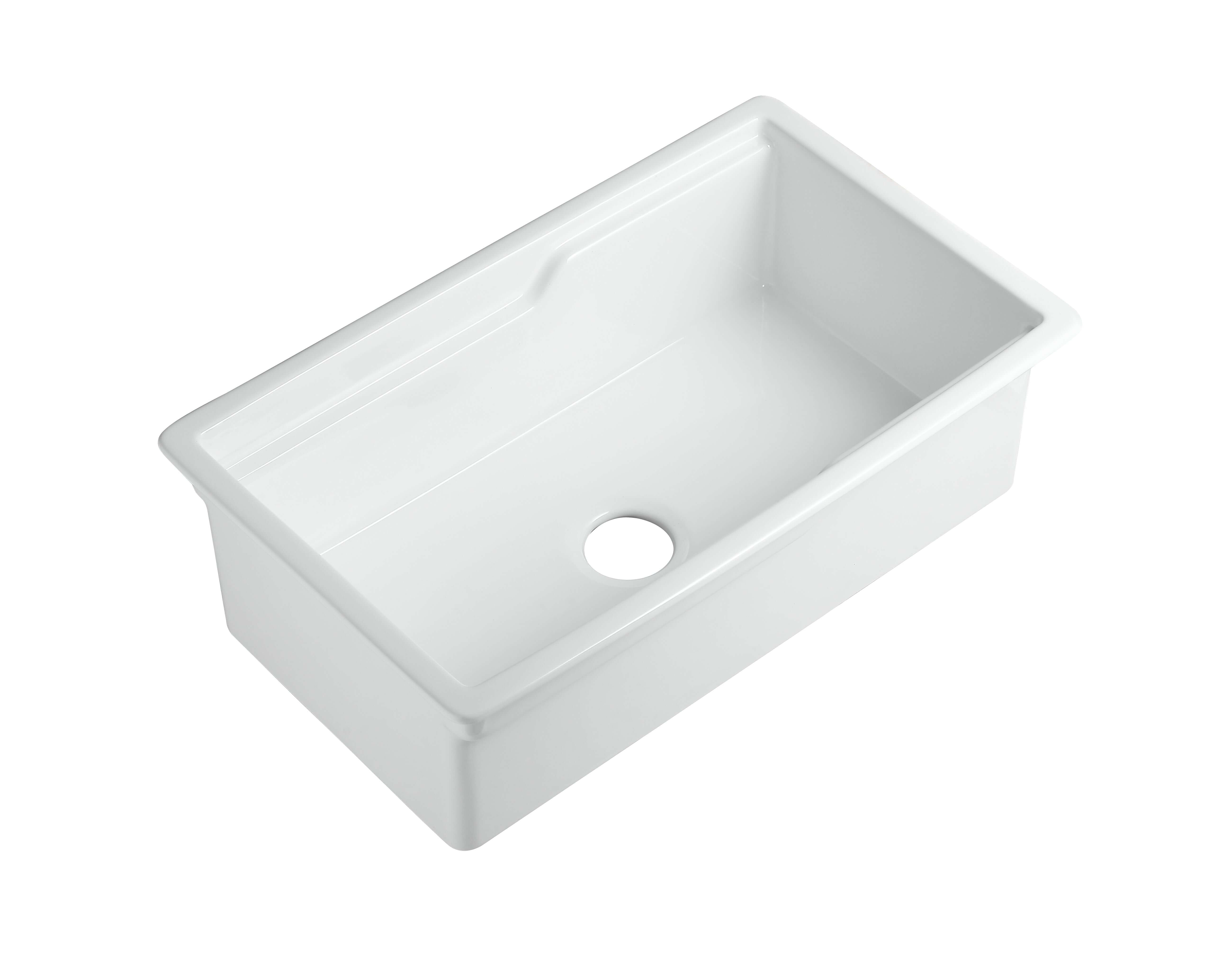 ALFI brand 32 fireclay workstation farmhouse step rim sink white product image