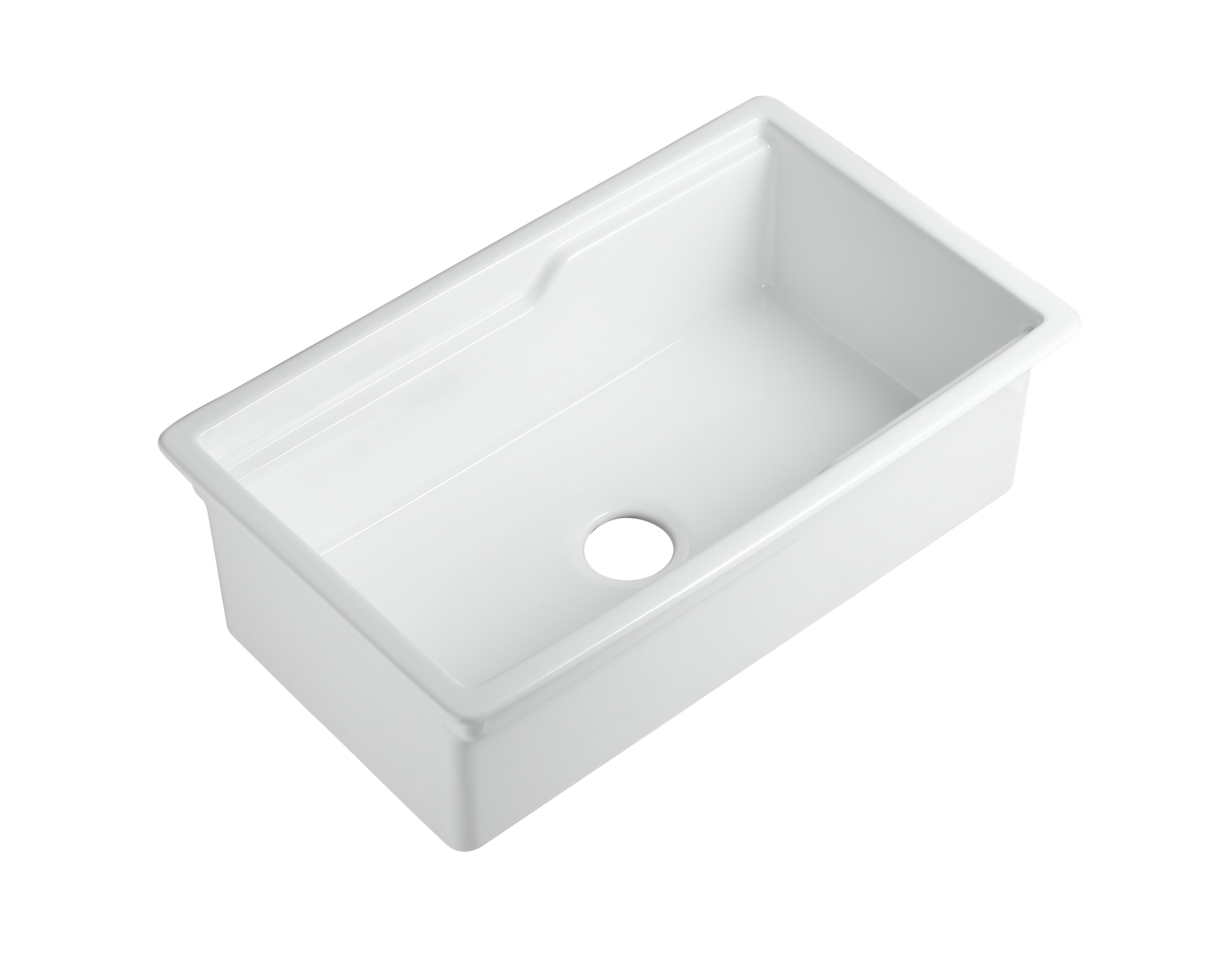 ALFI brand 32 fireclay workstation farmhouse step rim sink white product image