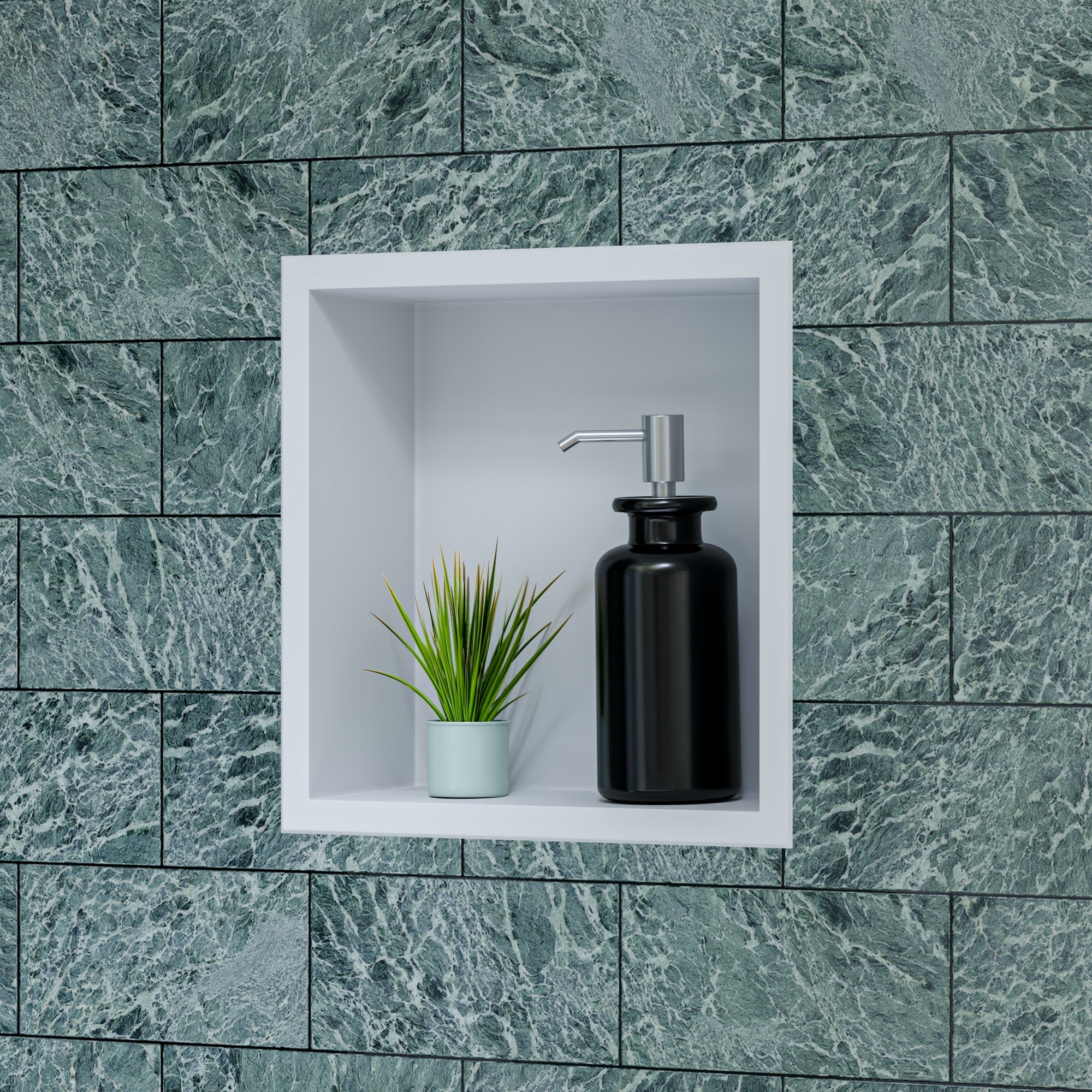 Alternative View of ALFI brand ABNC1212-W 12" x 12" White Matte Stainless Steel Square Single Shelf Bath Shower Niche, 20 Gauge