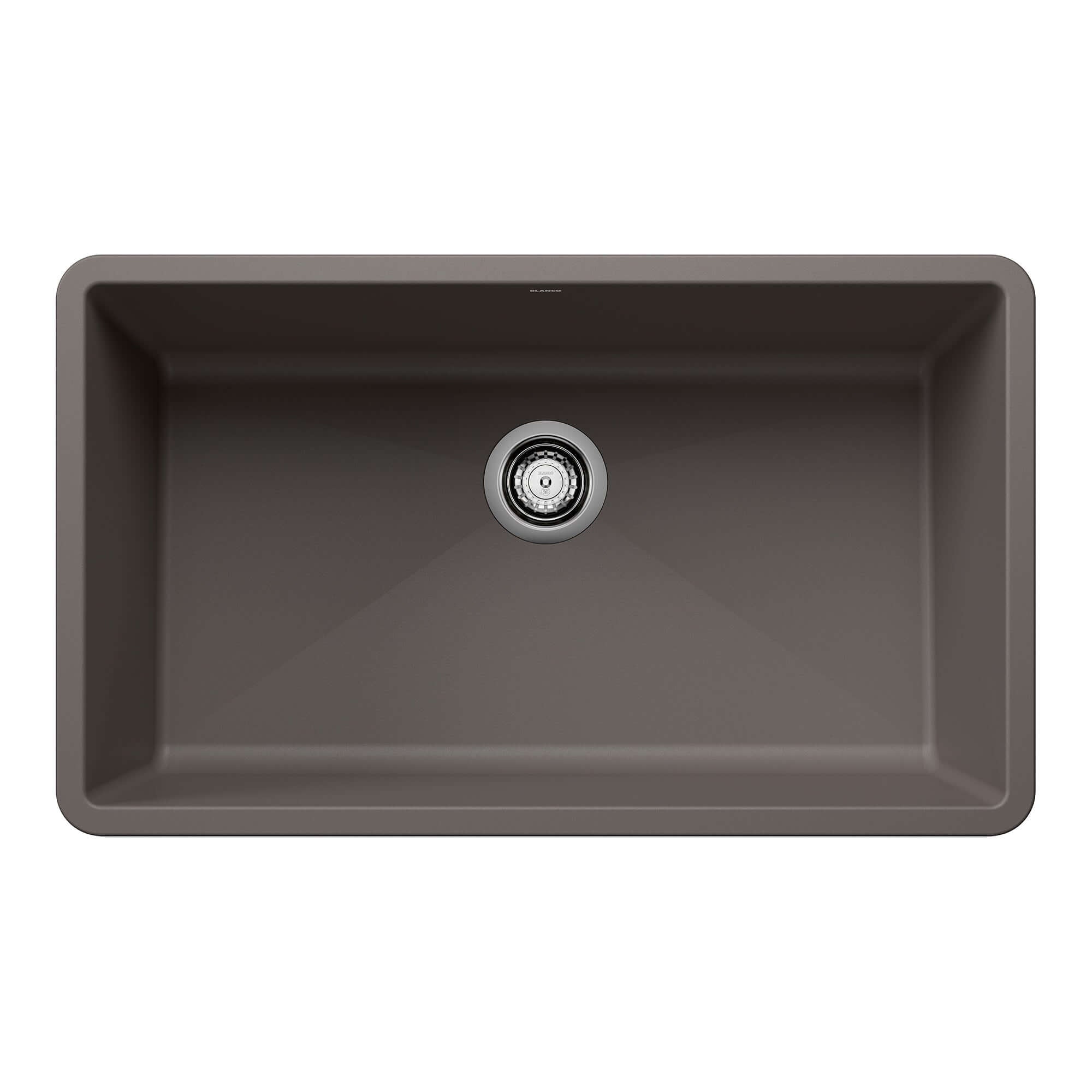 Alternate Image for Blanco Precis 32" Undermount Silgranit Kitchen Sink, Volcano Gray, No Faucet Hole, 443121