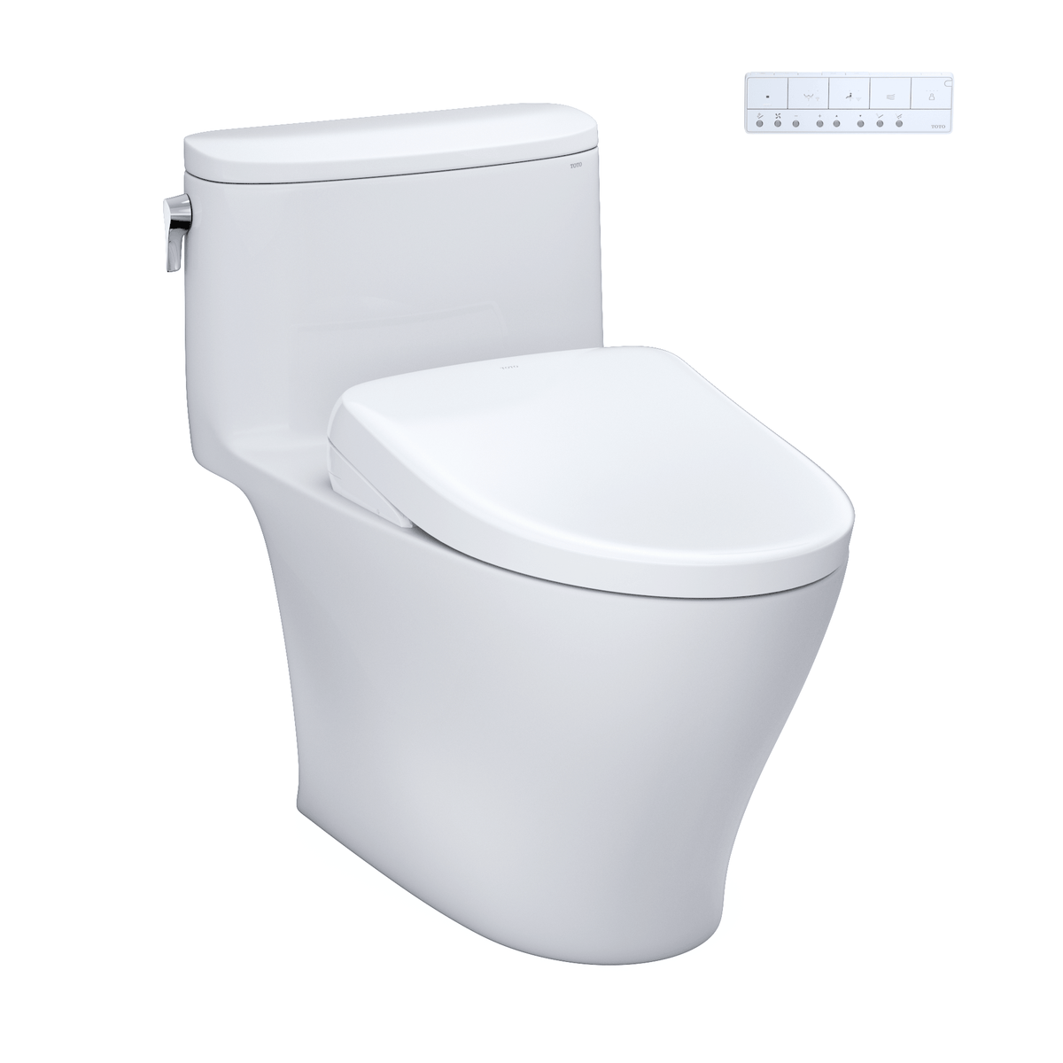 TOTO WASHLET+ Nexus One-Piece Elongated 1.28 GPF Toilet with S7A Contemporary Bidet Seat, Cotton White, Vitreous China|Plastic, MW6424736CEFG#01