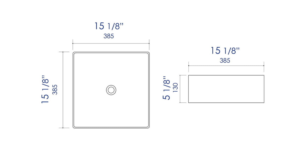 Alternate Image for ALFI brand 15.13" x 15.13" Square Above Mount Porcelain Bathroom Sink, White, No Faucet Hole, ABC903-W
