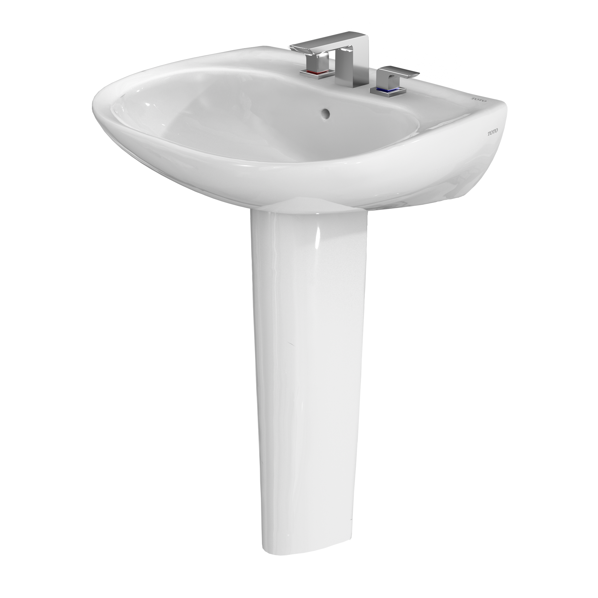 Alternate Image for TOTO Prominence Oval Basin Pedestal Bathroom Sink with CEFIONTECT for 8 inch Center Faucets, Cotton White, Vitreous China, LPT242.8G#01