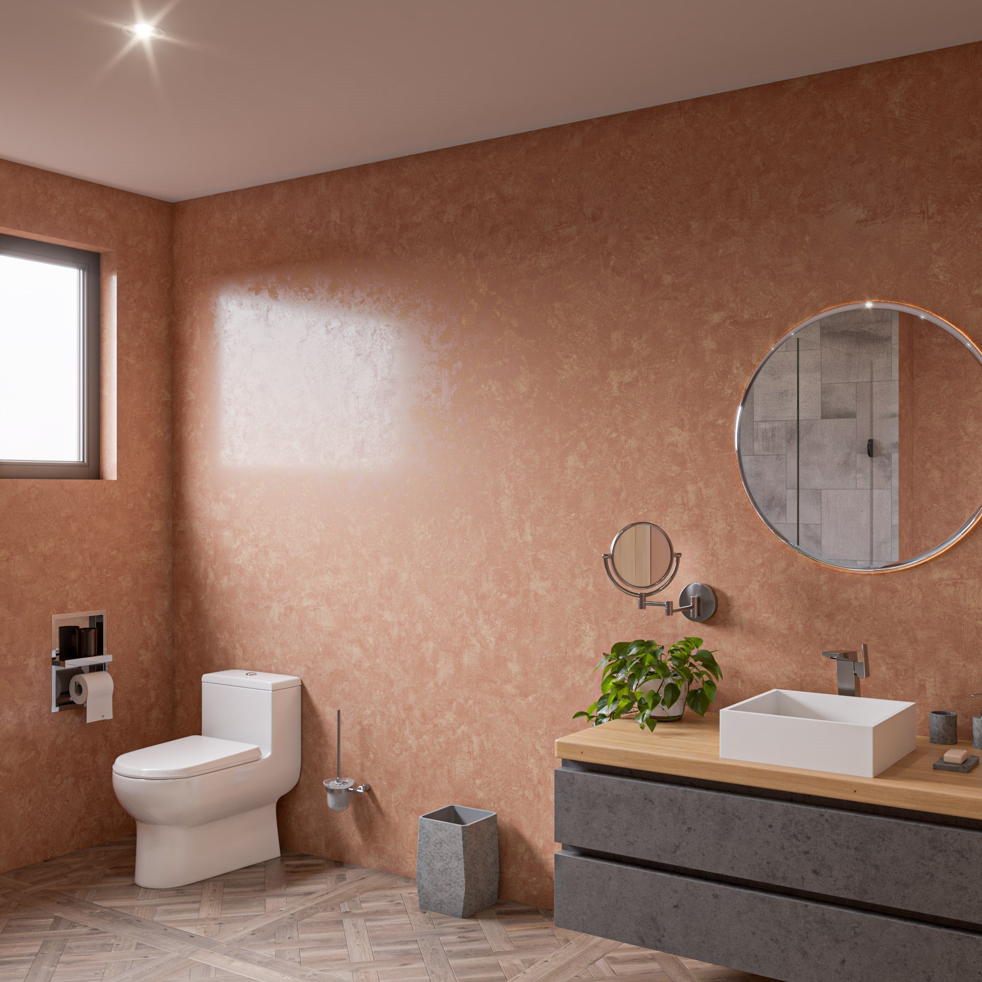 Alternate Image for ALFI brand ABCO1045 12" x 8" Concrete Gray Matte Waste Bin for Bathrooms