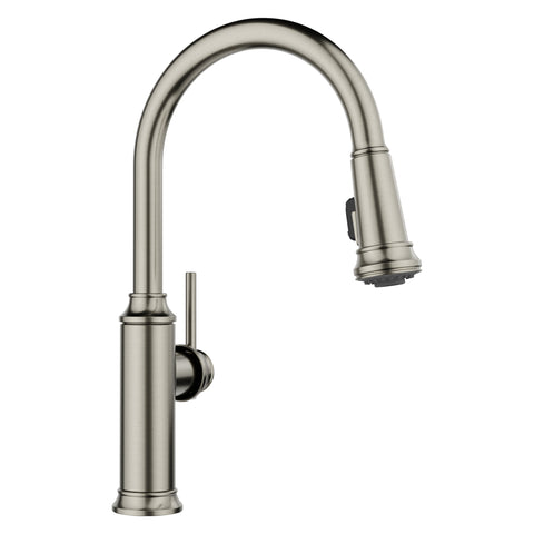 Blanco Empressa High Arc Pull-Down Dual-Spray Kitchen Faucet, Satin Platinum, 1.5 GPM, Brass, 443245