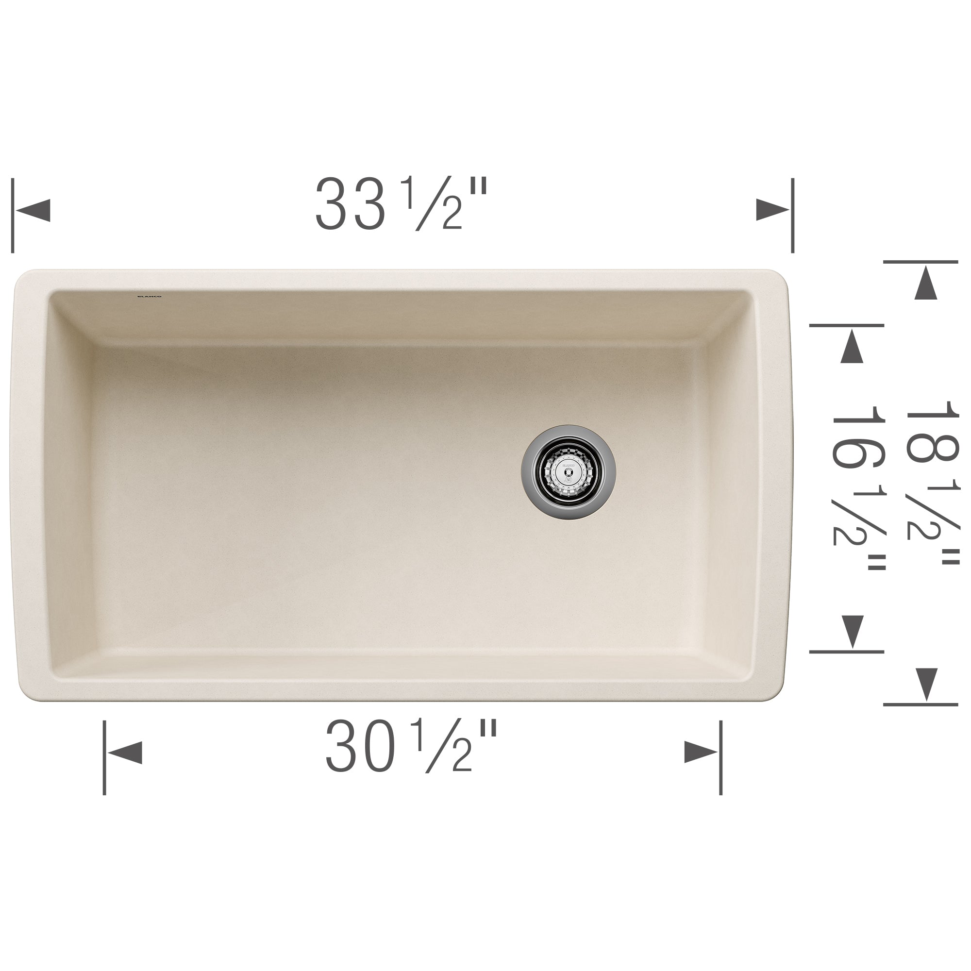 Blanco Diamond 34" Undermount Silgranit Kitchen Sink, Soft White, No Faucet Hole, 443071