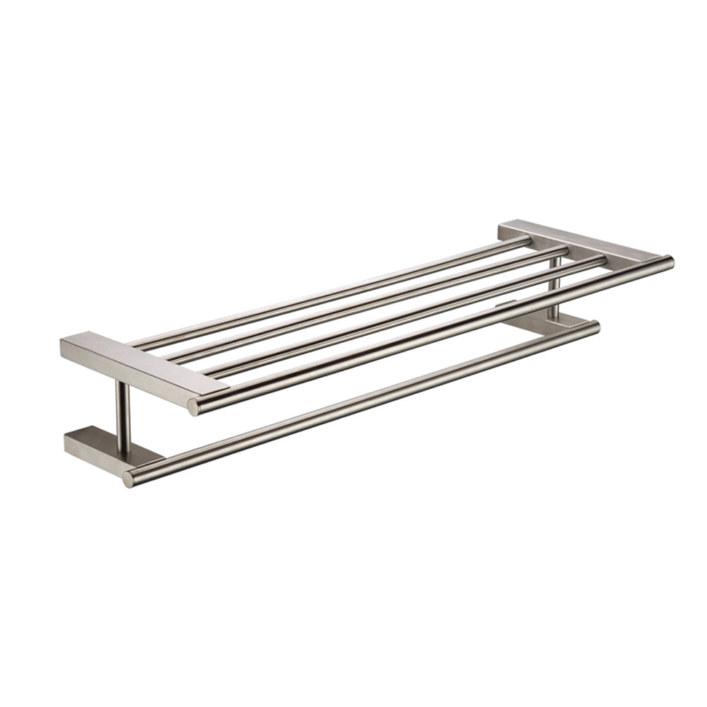 ALFI brand AB9564-BN Brushed Nickel 26 inch Towel Bar & Shelf Bathroom Accessory, Brass