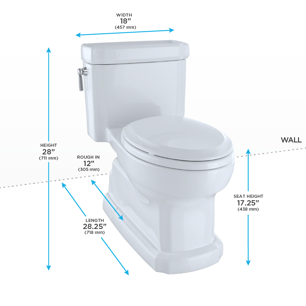 TOTO Eco Guinevere Elongated 1.28 GPF Universal Height Skirted Toilet with CEFIONTECT and SoftClose Seat, Cotton White, Vitreous China|Plastic, MS974224CEFG#01
