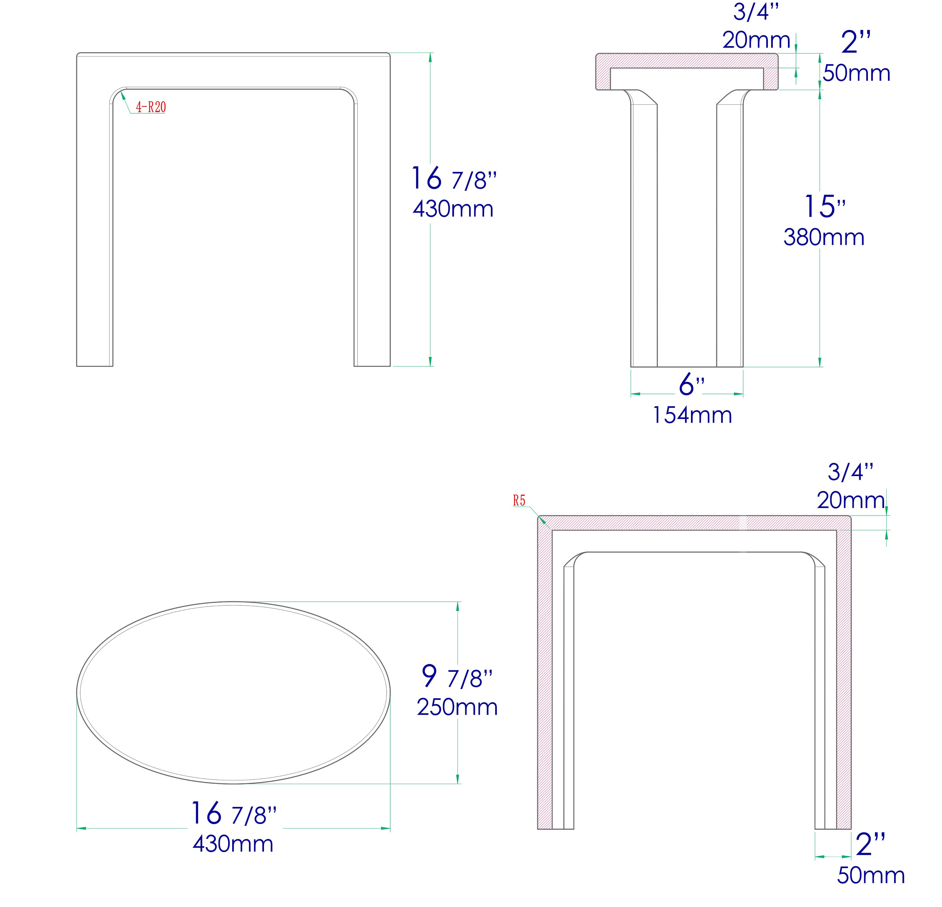 ALFI brand ABST66 White Matte Solid Surface Resin Bathroom / Shower Stool