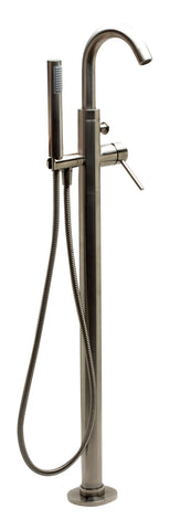 ALFI brand Brass, AB2534-BN Brushed Nickel Single Lever Floor Mounted Tub Filler Mixer w Hand Held Shower Head