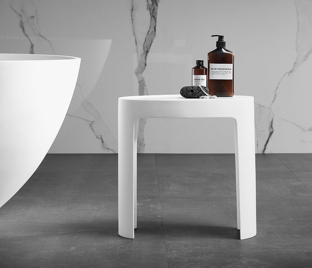 Alternate Image for ALFI brand ABST66 White Matte Solid Surface Resin Bathroom / Shower Stool