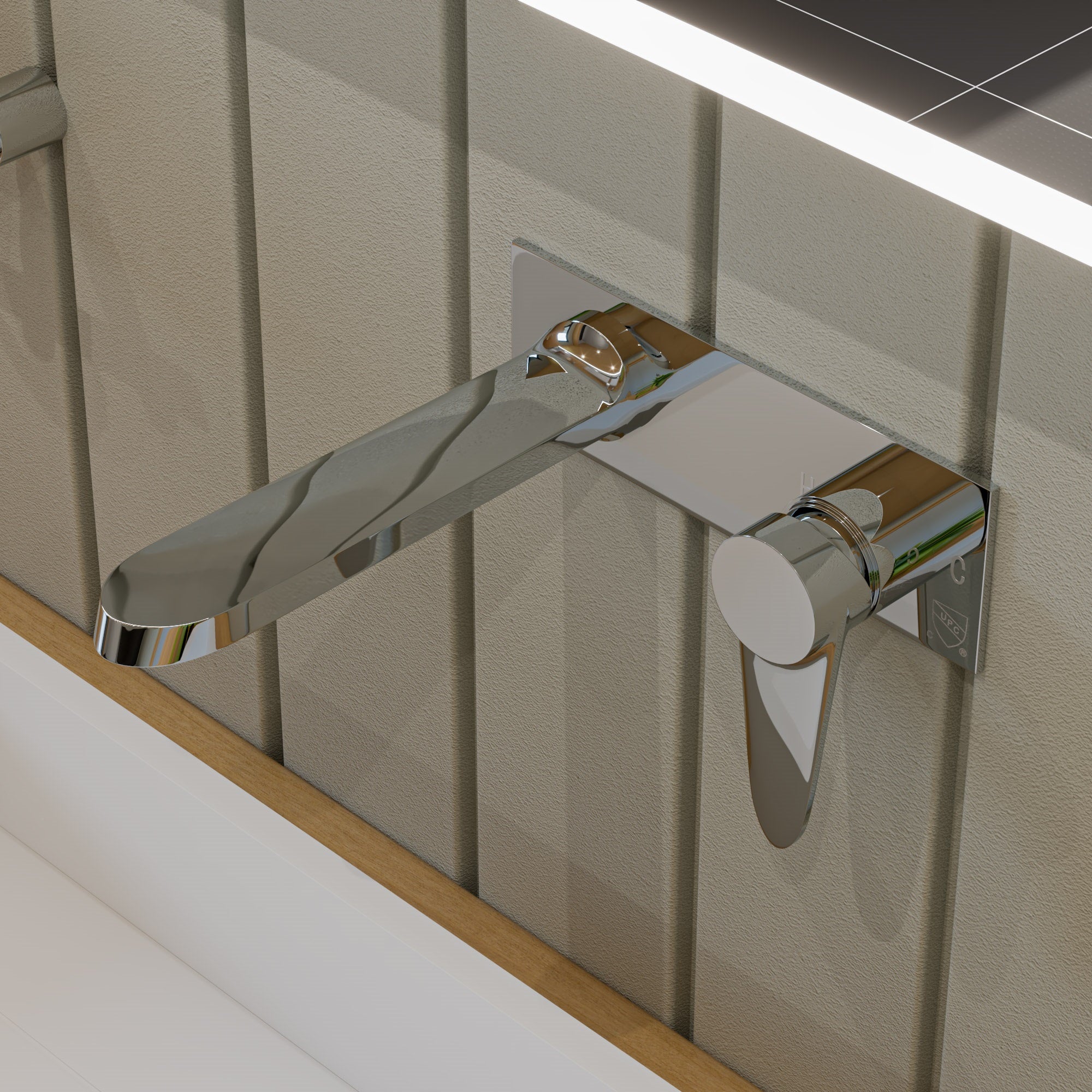 ALFI Polished Chrome Wall Mounted Modern Bathroom Faucet, AB1772-PC