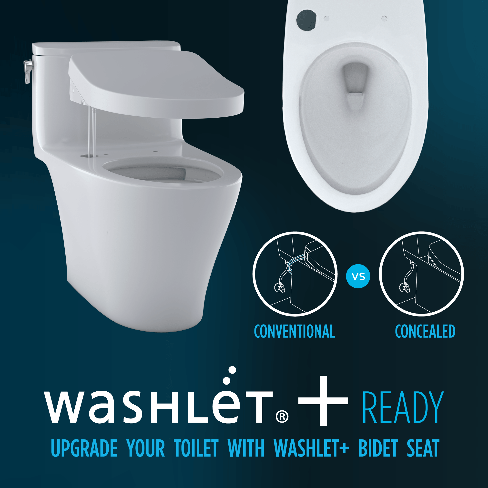 Alternate Image for TOTO Aquia IV One-Piece Elongated Dual Flush 1.28 and 0.9 GPF Universal Height, WASHLET+ Ready Toilet with CEFIONTECT, Cotton White- Vitreous China, MS646234CEMFGN#01