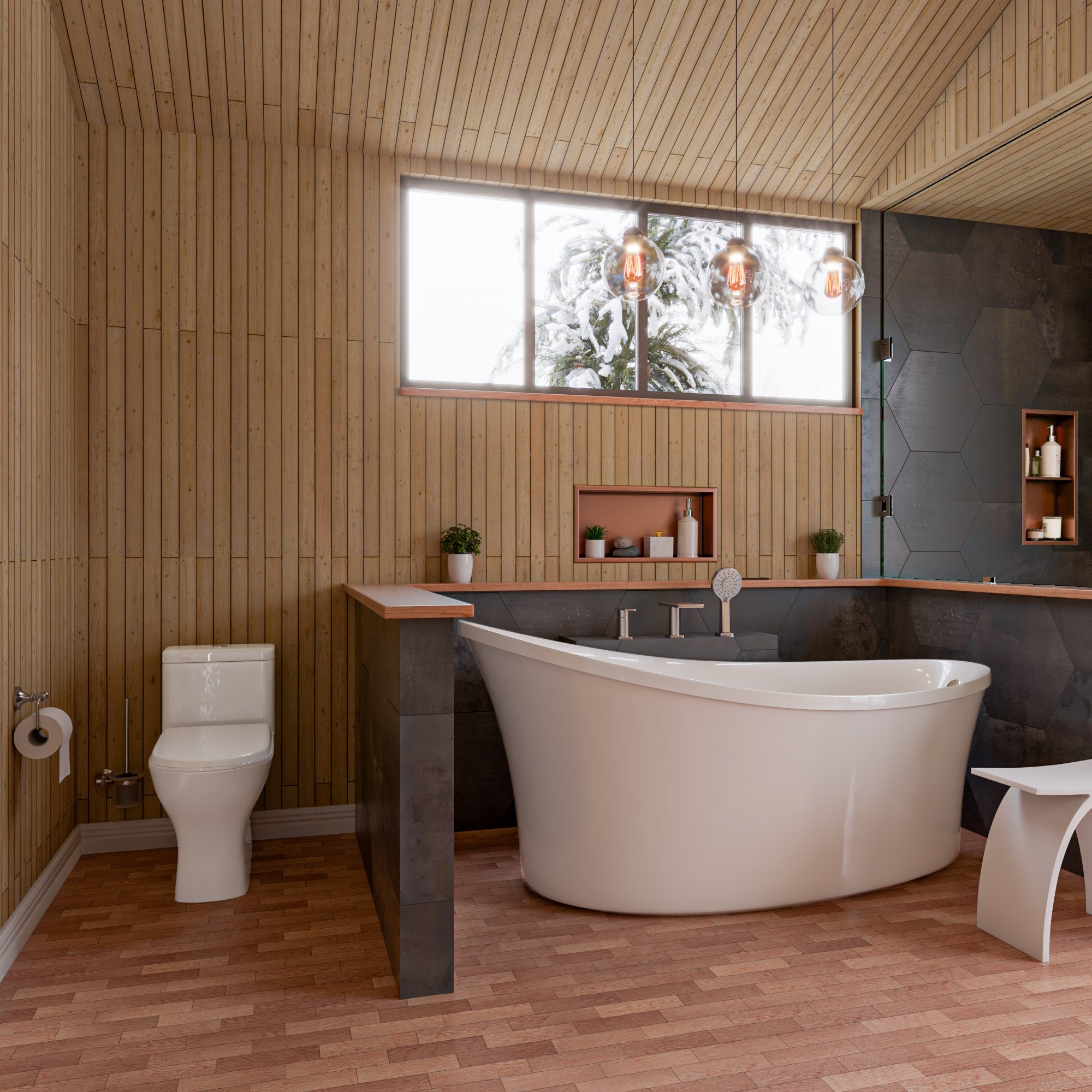 Alternate Image for ALFI brand ABNP2412-BC 24" x 12" Brushed Copper PVD Stainless Steel Horizontal Single Shelf Shower Niche, 20 Gauge