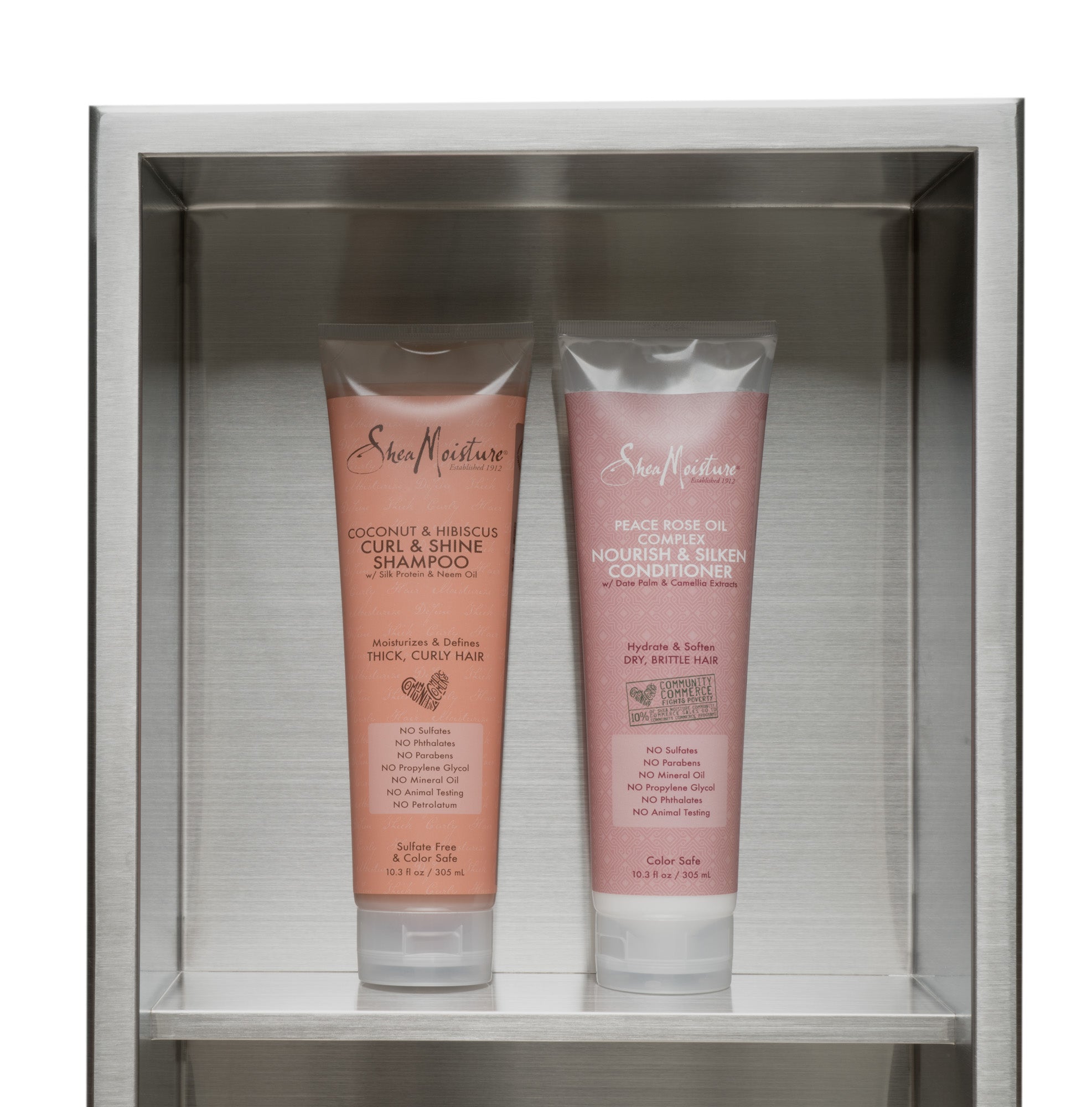 Alternate Image for ALFI brand ABN1224-BSS 12 x 24 Brushed Stainless Steel Vertical Double Shelf Bath Shower Niche, 20 Gauge