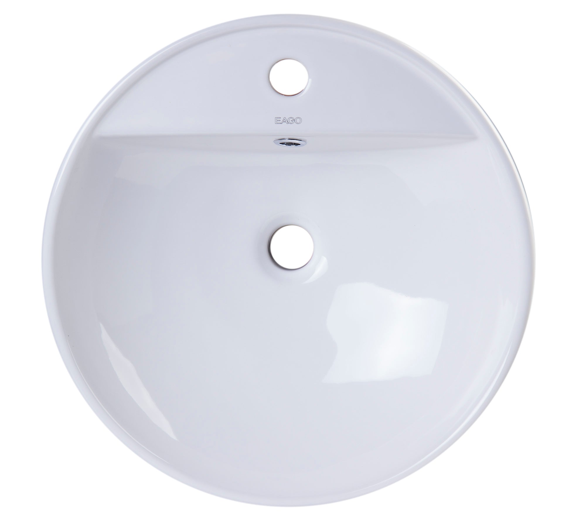 Alternate Image for Eago 18.5" x 18.5" Round Above Mount Porcelain Bathroom Sink, White, 1 Faucet Hole, BA141