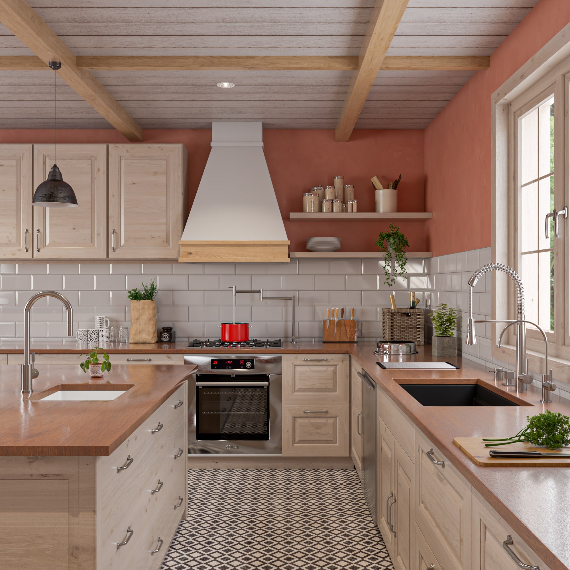 ALFI brand 32 fireclay workstation farmhouse step rim sink black matte product image