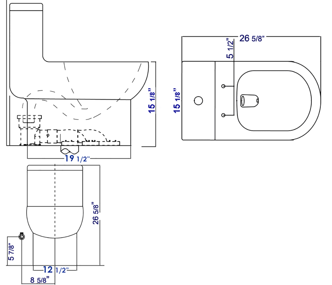 Alternate Image for EAGO Porcelain, White, TB351 Dual Flush One Piece Eco-Friendly High-Efficiency Low Flush Ceramic Toilet
