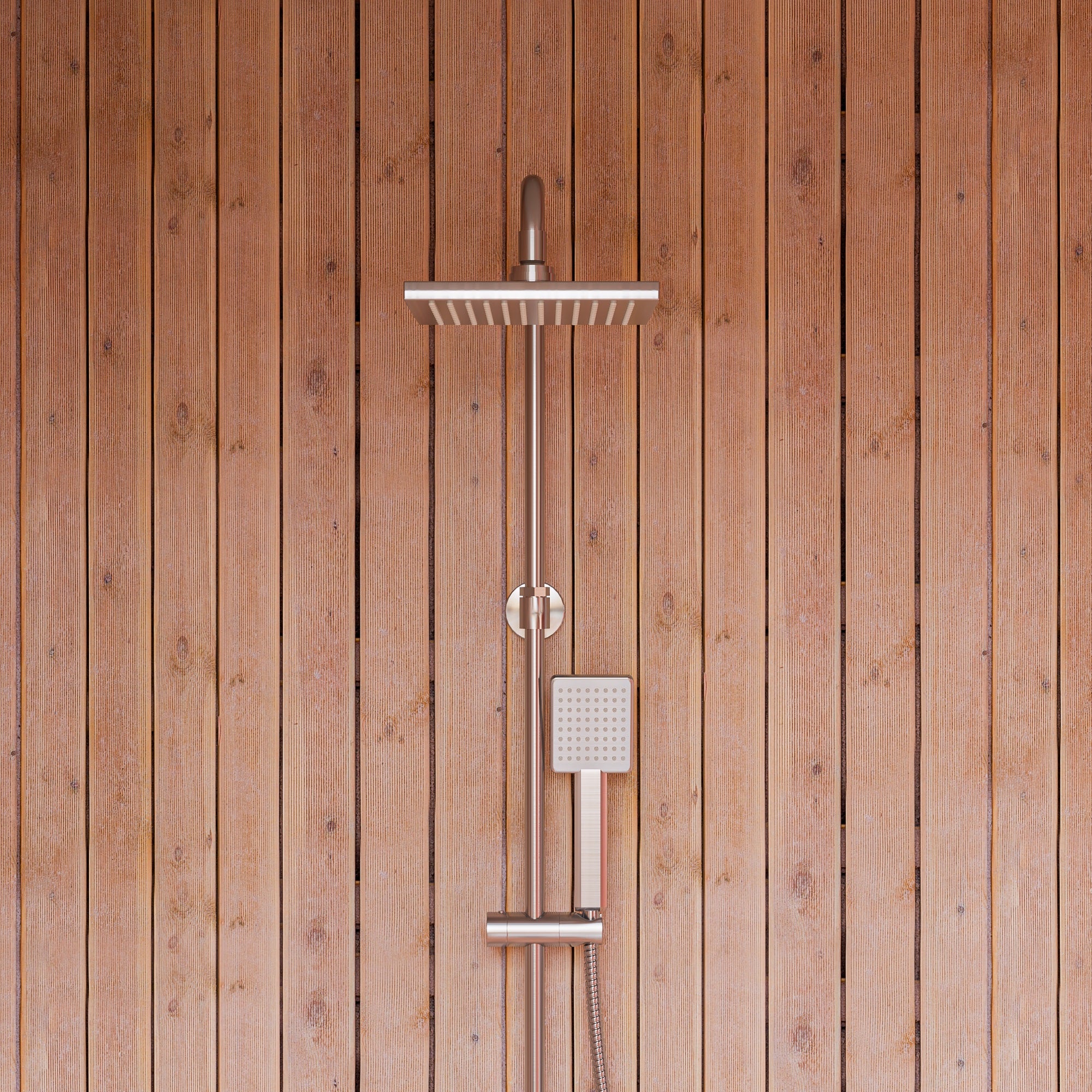 Main Image of ALFI brand AB2862-BN Brushed Nickel Square Style Thermostatic Exposed Shower Set, Brass