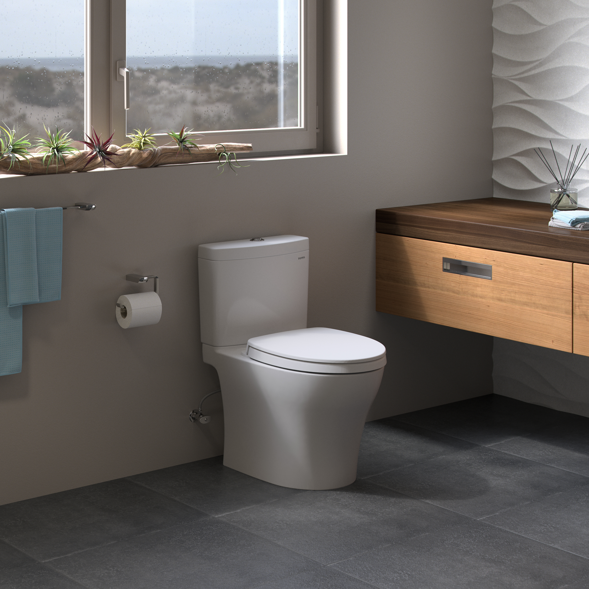 Alternate Image for TOTO Aquia IV Two-Piece Elongated Dual Flush 1.28 and 0.9 GPF Toilet with CEFIONTECT, Cotton White, Vitreous China, CST446CEMFGN#01