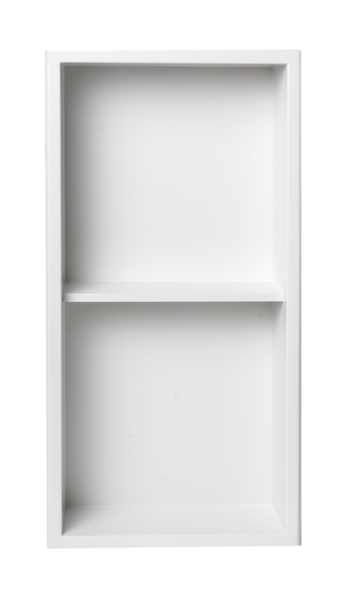 Alternate Image for ALFI brand ABNC1224-W 12 x 24 White Matte Stainless Steel Vertical Double Shelf Bath Shower Niche, 20 Gauge