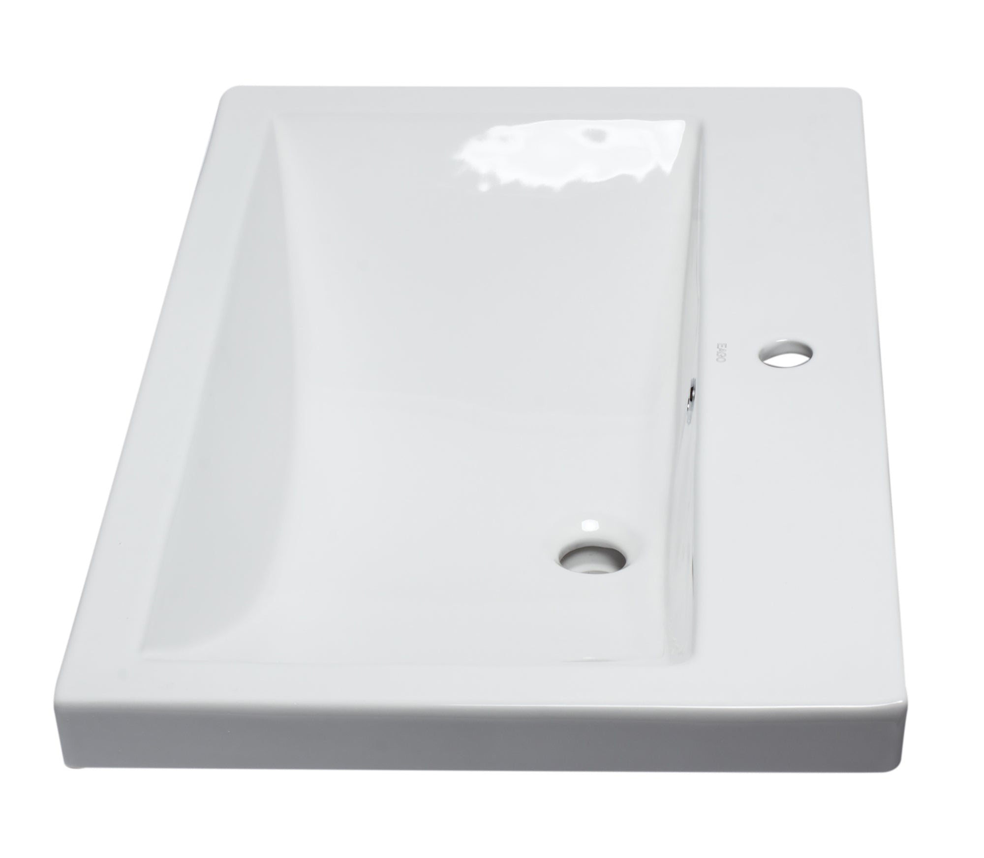 Alternate Image for Eago 31.5" x 19.13" Rectangle Drop In Porcelain Bathroom Sink, White, 1 Faucet Hole, BH001