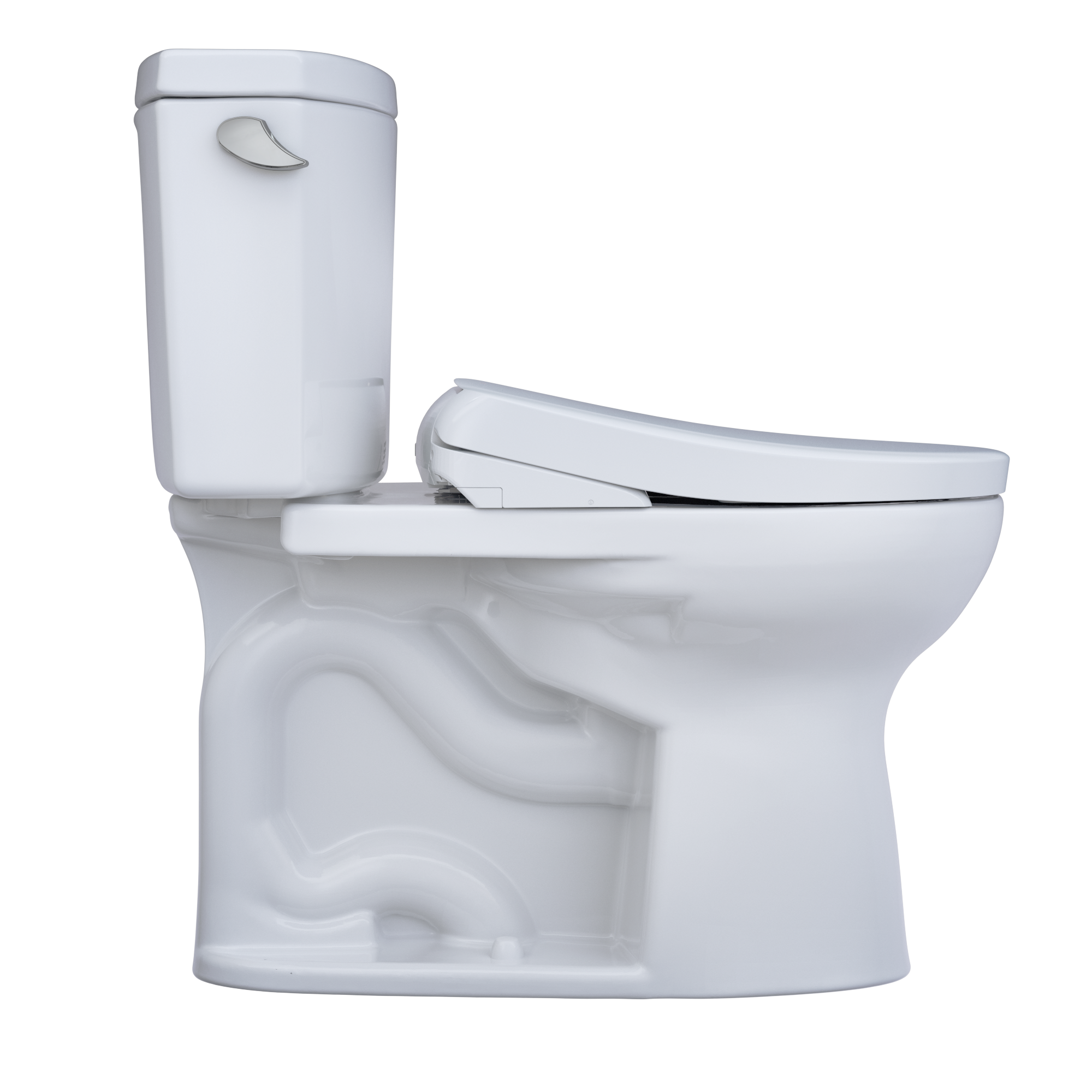 Alternate Image for TOTO WASHLET+ Drake II Two-Piece Elongated 1.28 GPF Toilet with Auto Flush WASHLET+ S7A Contemporary Bidet Seat, Cotton White, Vitreous China|Plastic, MW4544736CEFGA#01