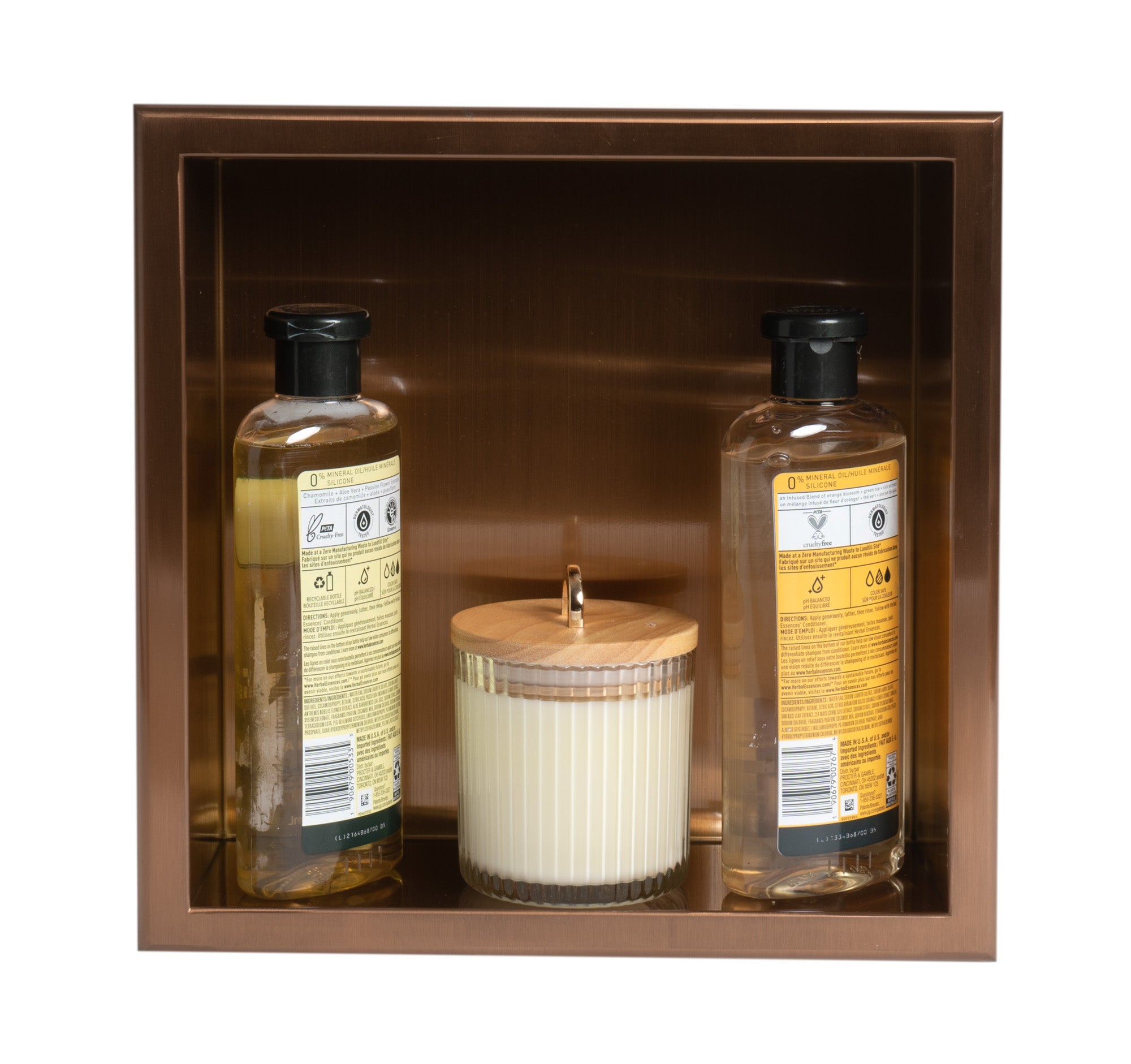 Alternate Image for ALFI brand ABNP1212-BC 12" x 12" Brushed Copper PVD Stainless Steel Square Single Shelf Shower Niche, 20 Gauge