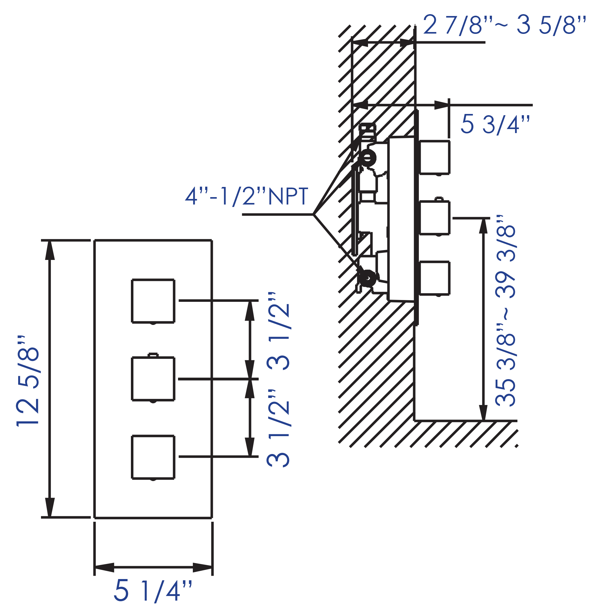 ALFI brand AB2701-PC Polished Chrome Square 2 Way Thermostatic Shower Mixer, Brass