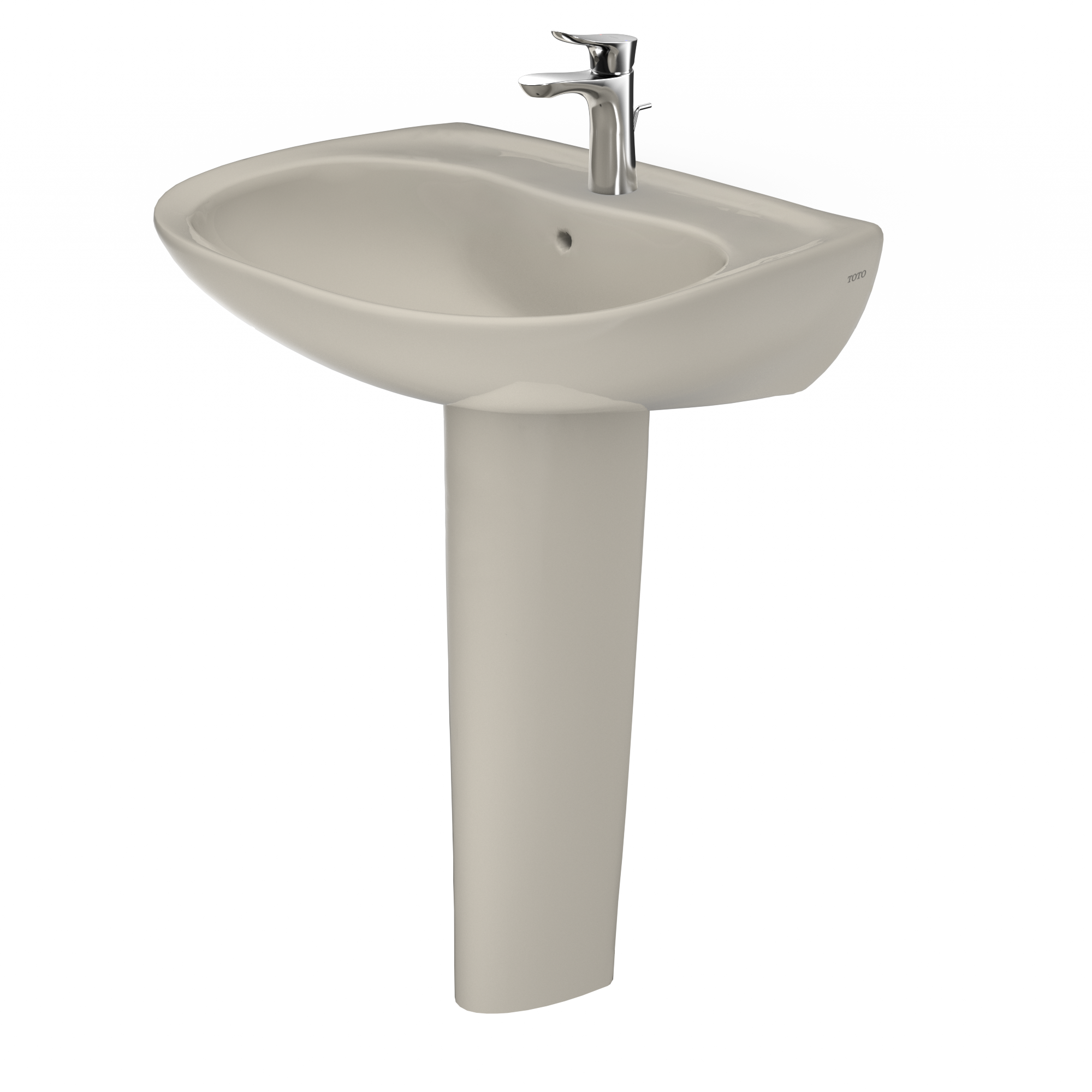 Alternate Image for TOTO Prominence Oval Basin Pedestal Bathroom Sink with CeFiONtect for Single Hole Faucets, Bone, Vitreous China, LPT242G#03