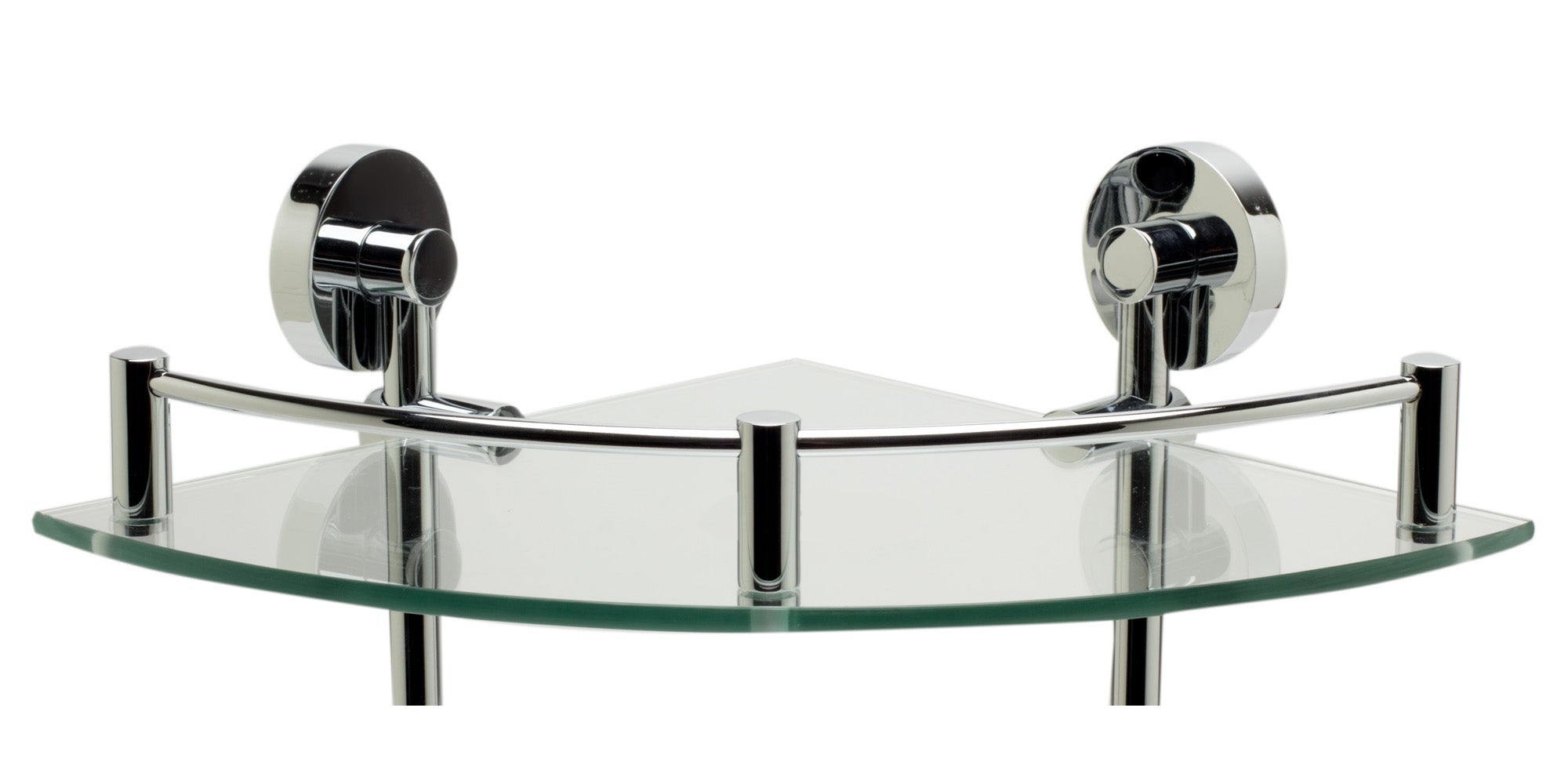 Alternate Image for ALFI brand AB9548 Polished Chrome Corner Mounted Double Glass Shower Shelf Bathroom Accessory, Brass, Grey