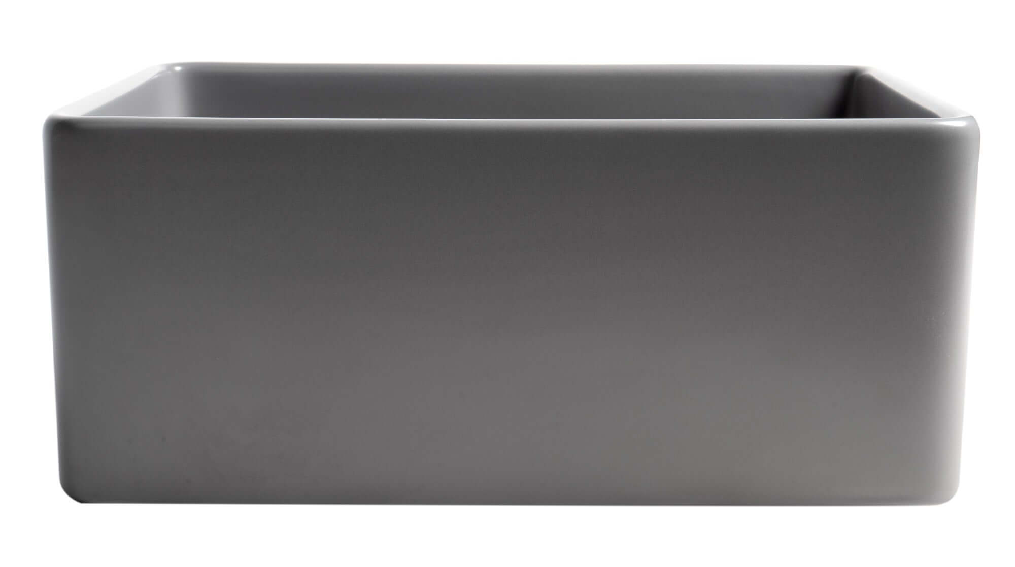 Alternate Image for ALFI brand 24" Fireclay Farmhouse Sink, Gray Matte, No Faucet Hole, ABF2418-GM